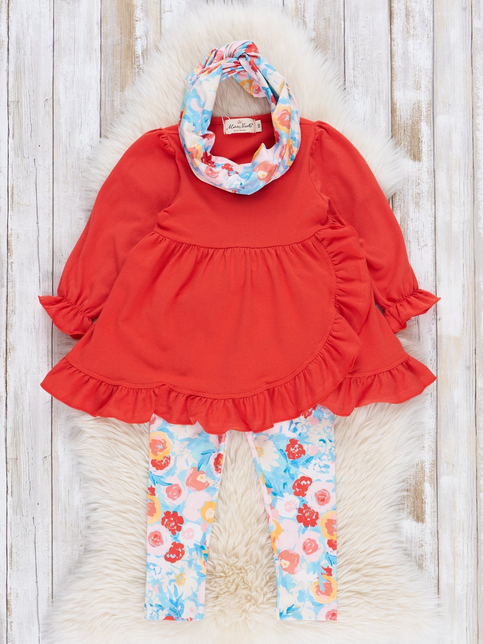 Orange Floral 3 Piece Set - Marie Nicole Clothing