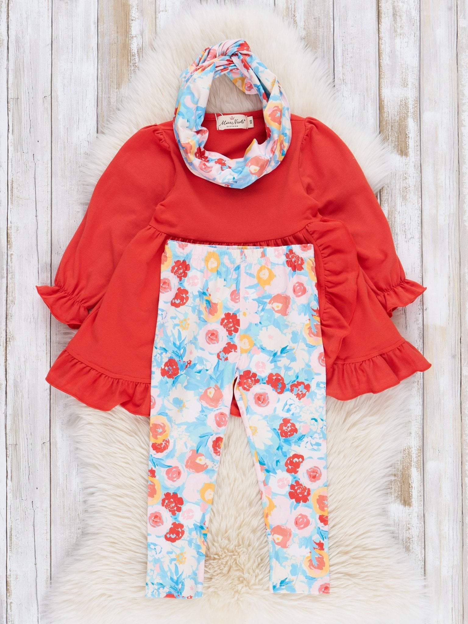 Orange Floral 3 Piece Set - Marie Nicole Clothing