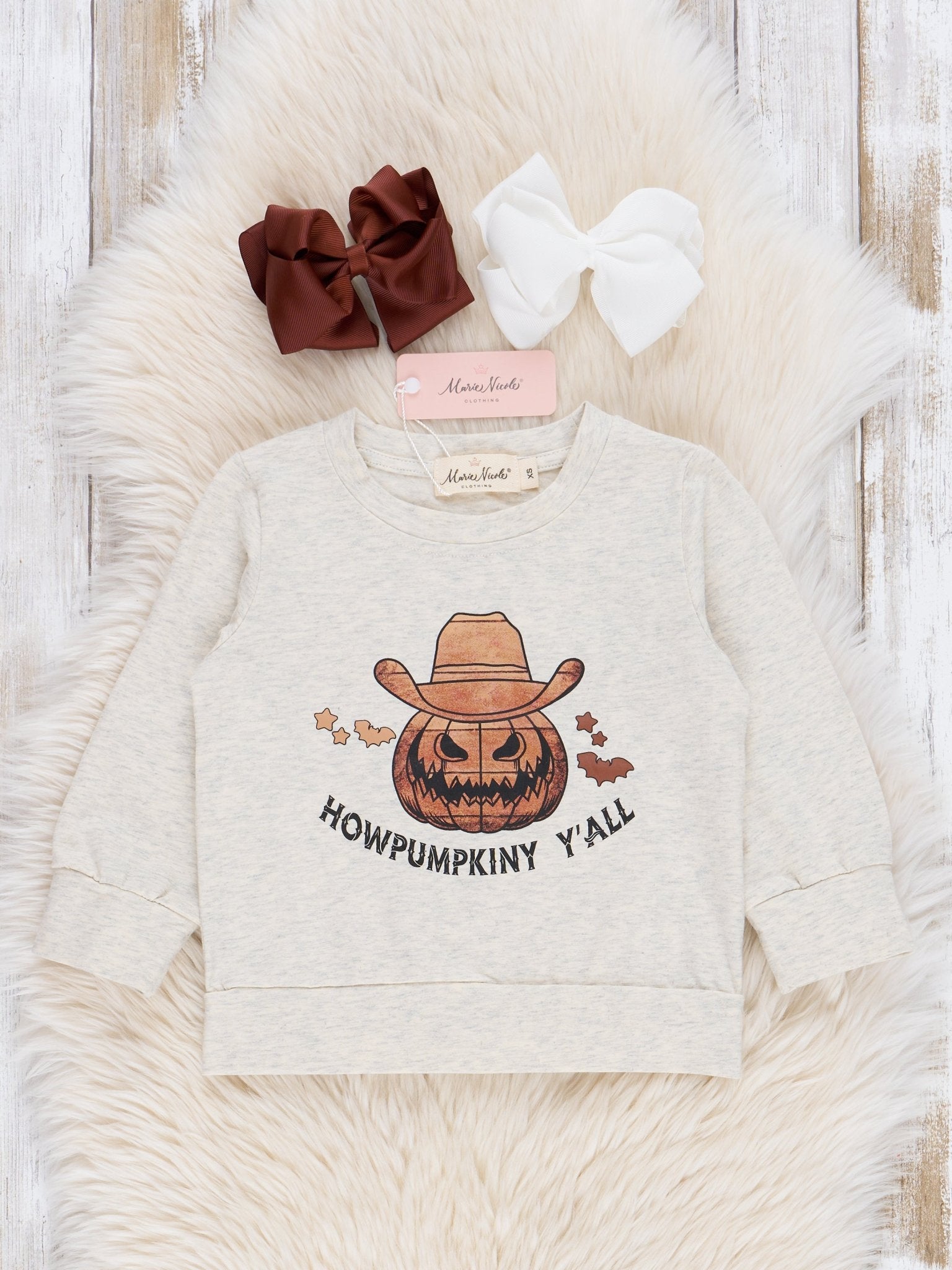 Heather Oatmeal Pumpkin Cowboy Top - Marie Nicole Clothing