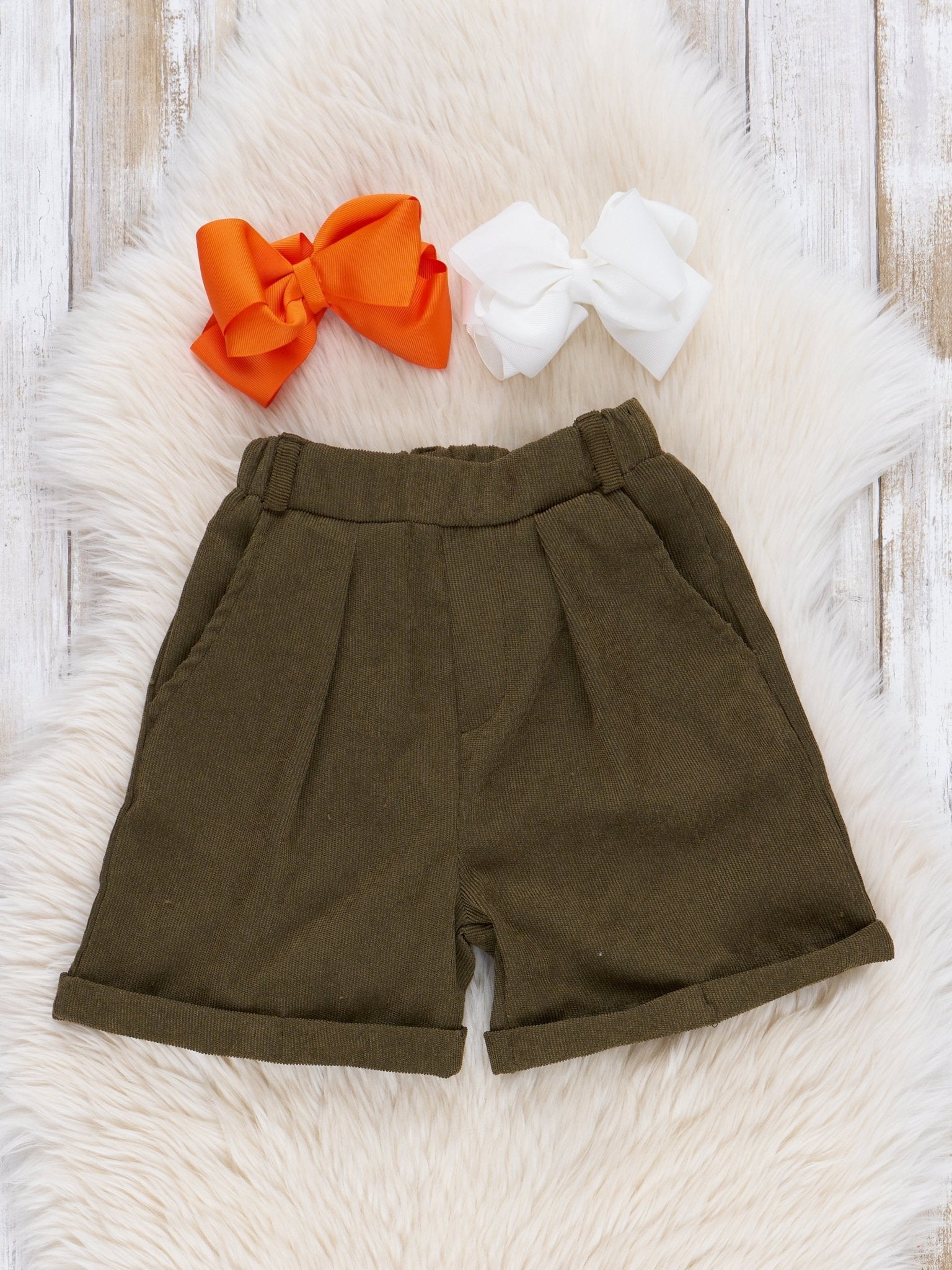 Bronze & Olive Leopard Pumpkin Suede Outfit w/ Shorts - Marie Nicole Clothing