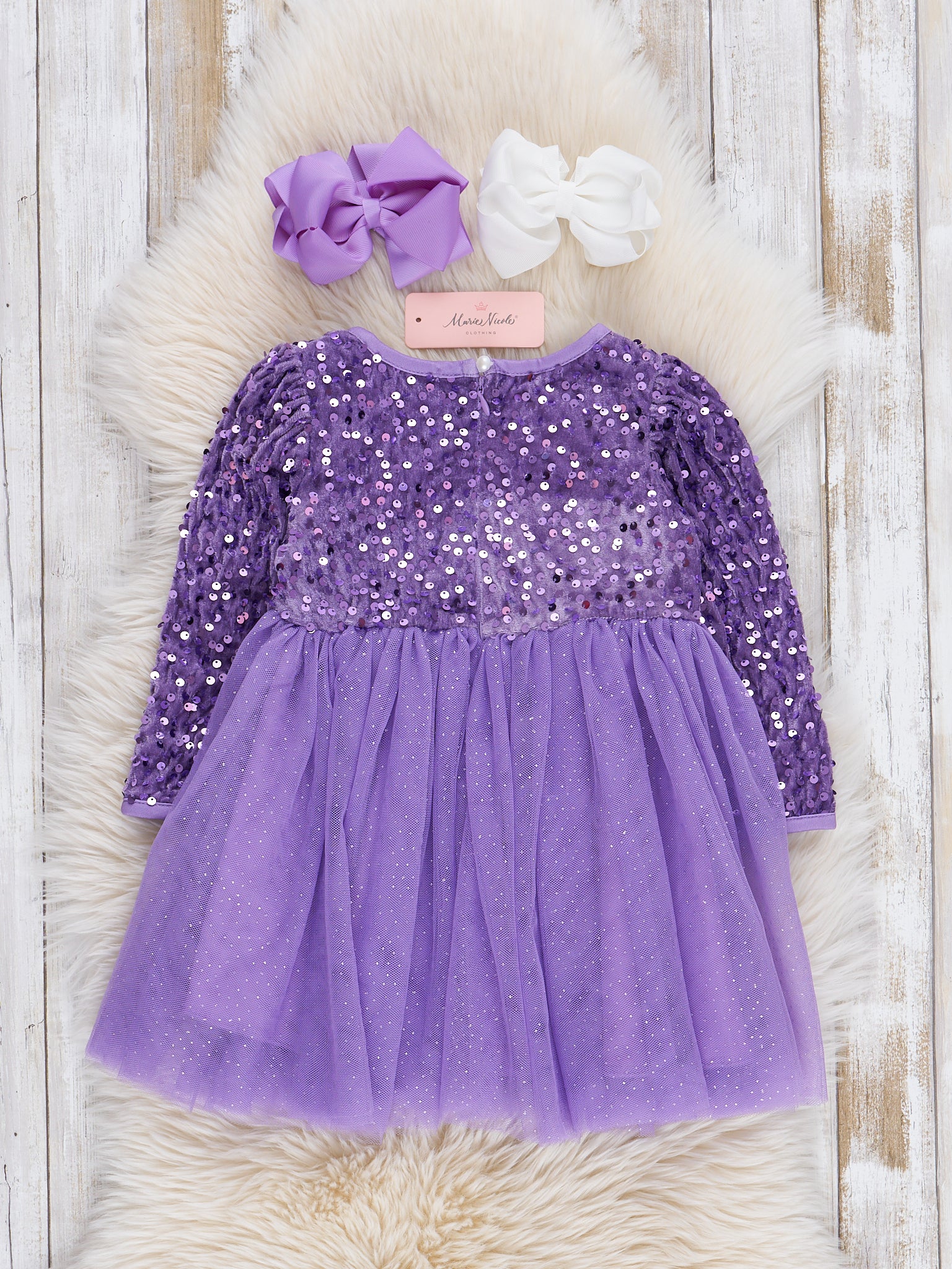 Sparkle Party Long Sleeve Tulle Dress - Marie Nicole Clothing