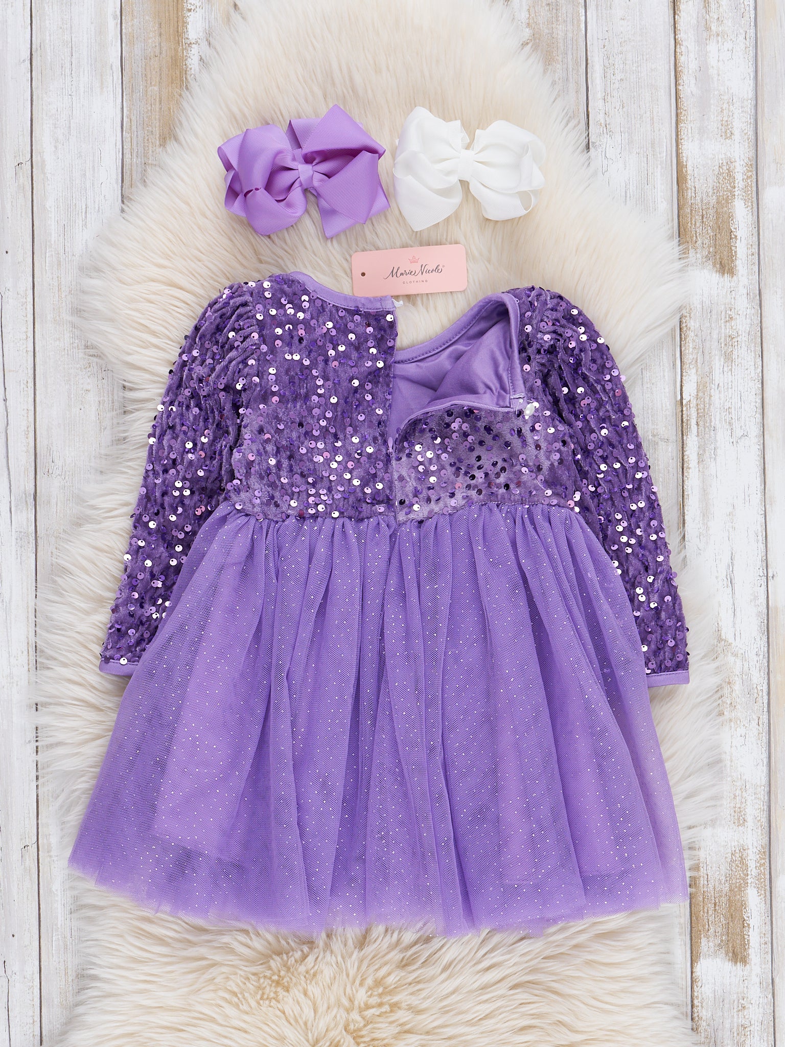 Sparkle Party Long Sleeve Tulle Dress - Marie Nicole Clothing