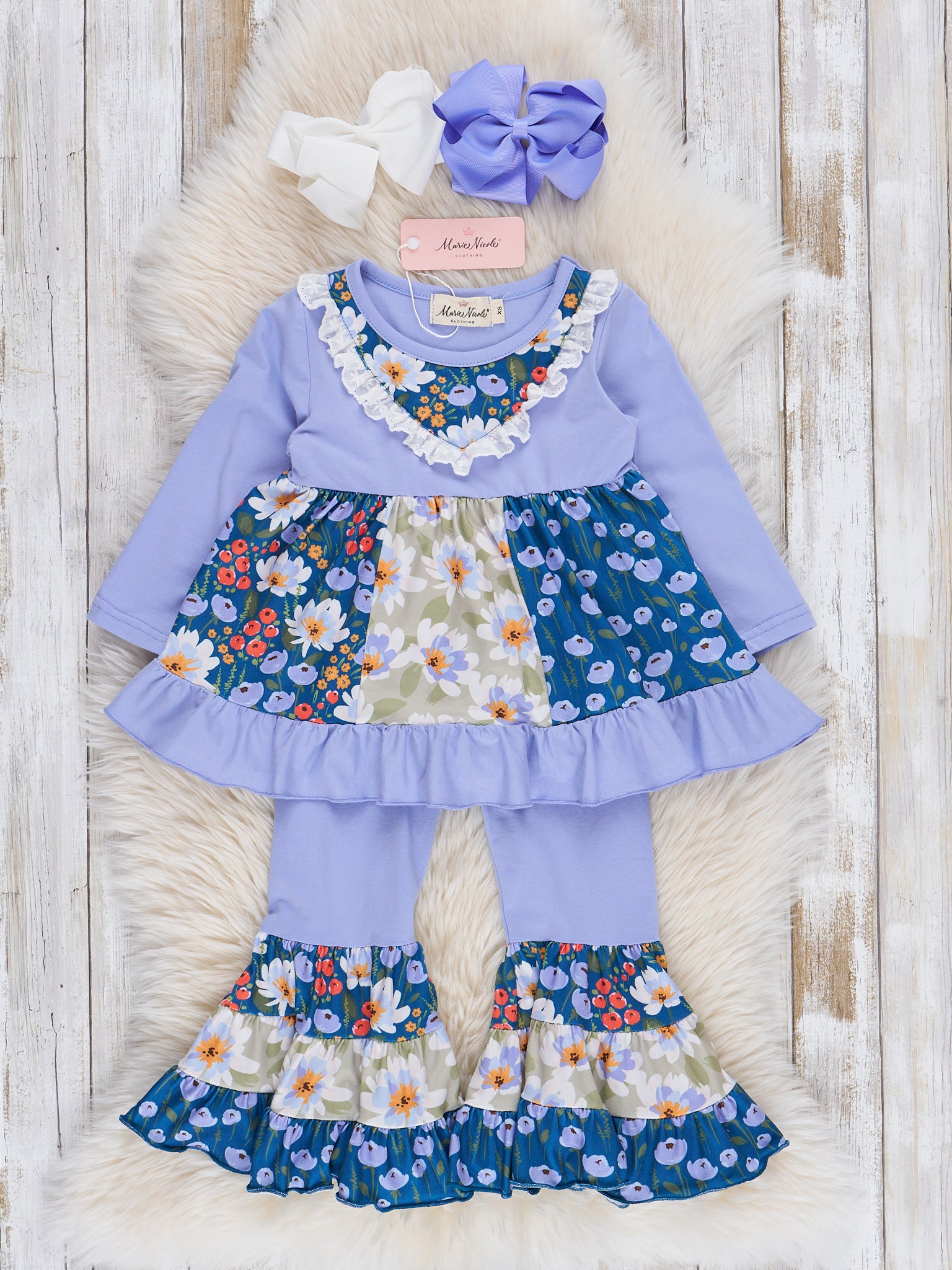 Lavender Garden Ruffle Bell Outfit - Marie Nicole Clothing