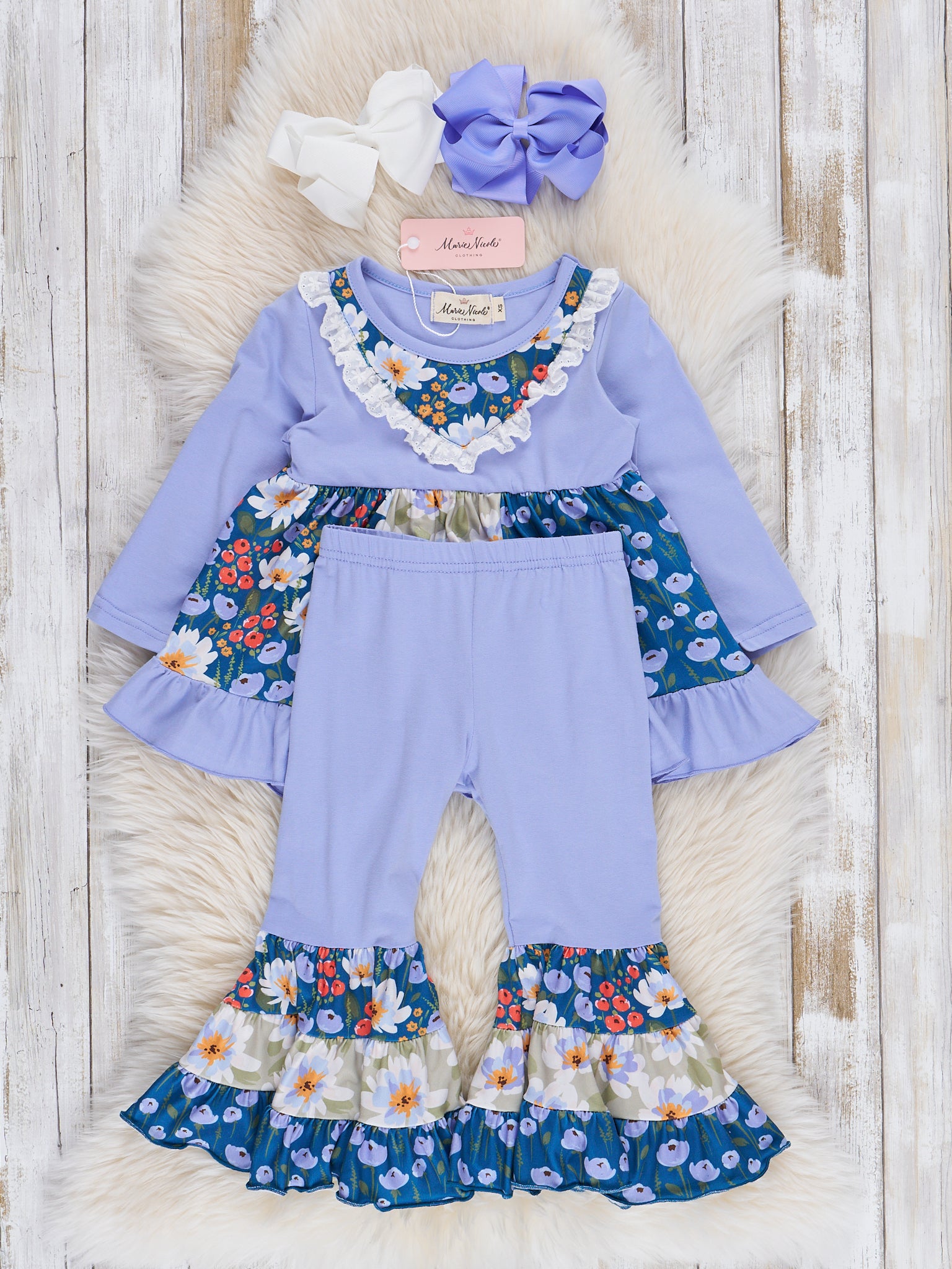 Lavender Garden Ruffle Bell Outfit - Marie Nicole Clothing