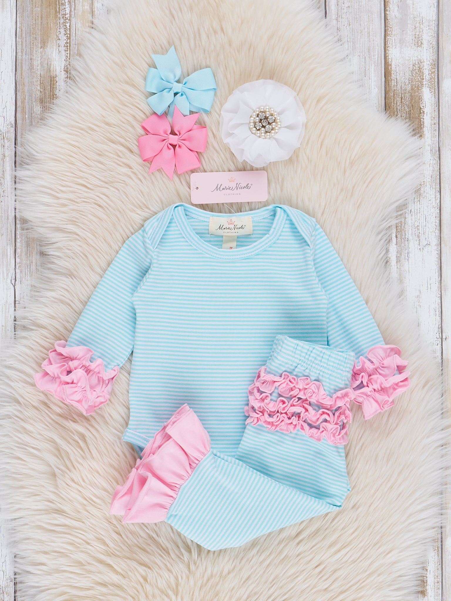 Striped Icing Ruffle Outfit - Marie Nicole Clothing