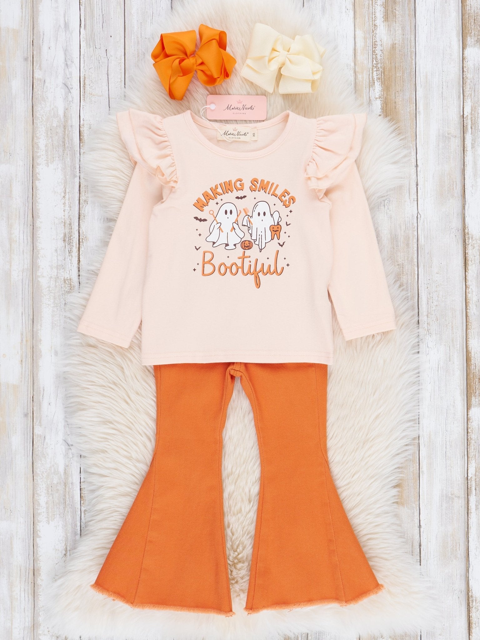 Orange "Bootiful" Bell Bottom Outfit - Marie Nicole Clothing