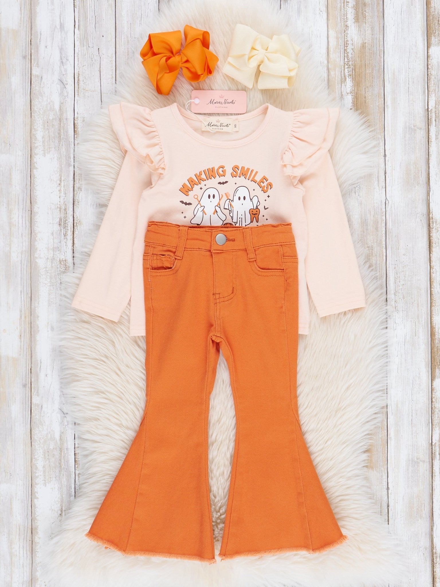 Orange "Bootiful" Bell Bottom Outfit - Marie Nicole Clothing