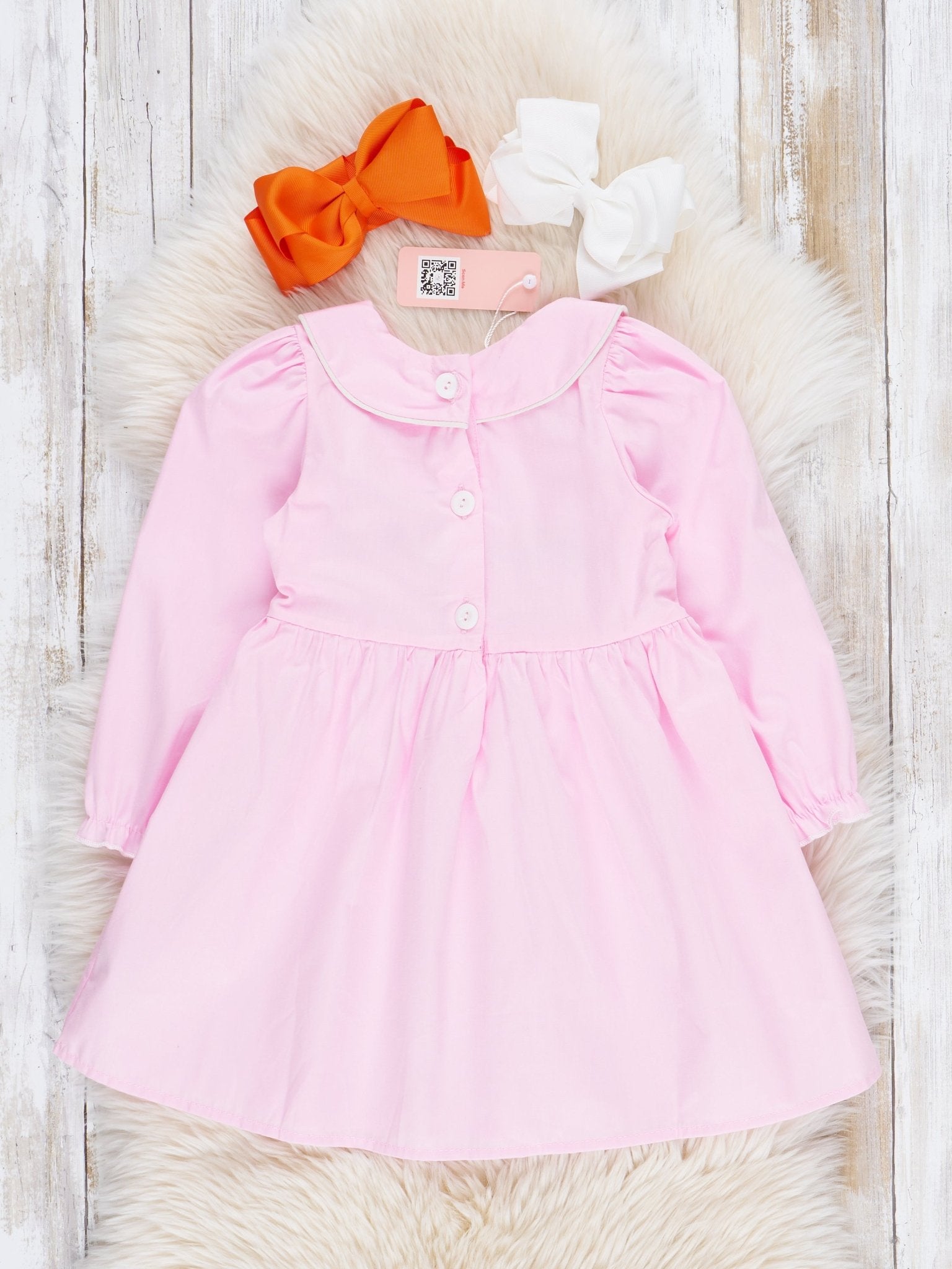 Pink Cotton Pumpkin Truck Smocked Dress - Marie Nicole Clothing