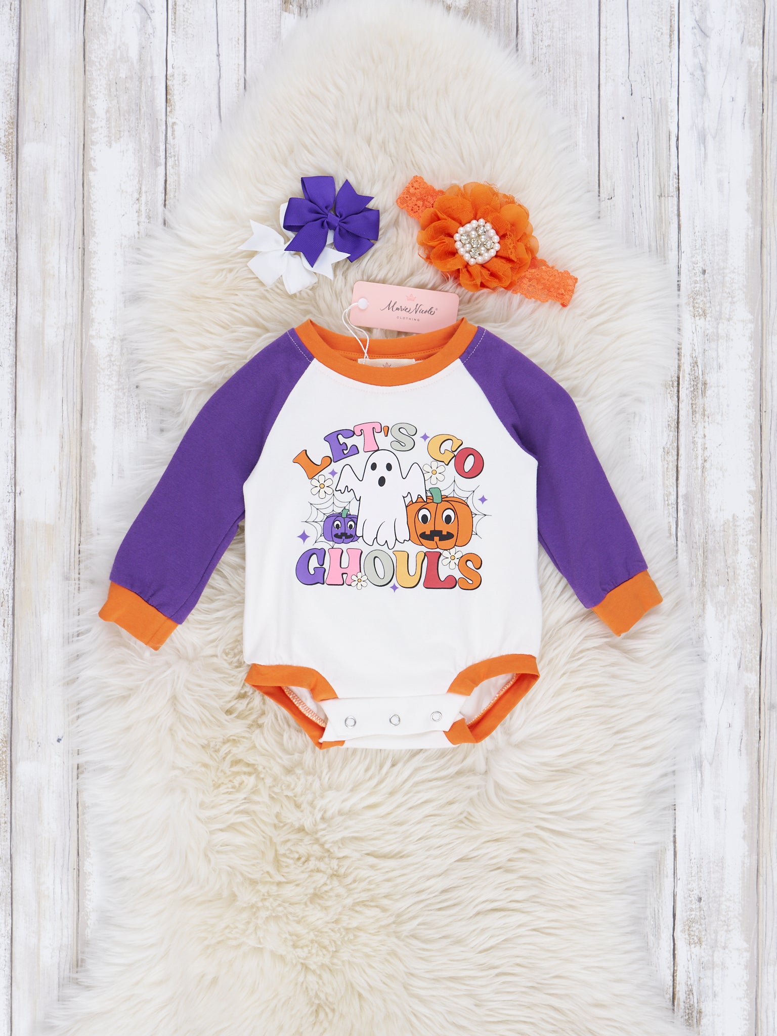 "Let's Go Ghouls" Raglan Romper - Marie Nicole Clothing