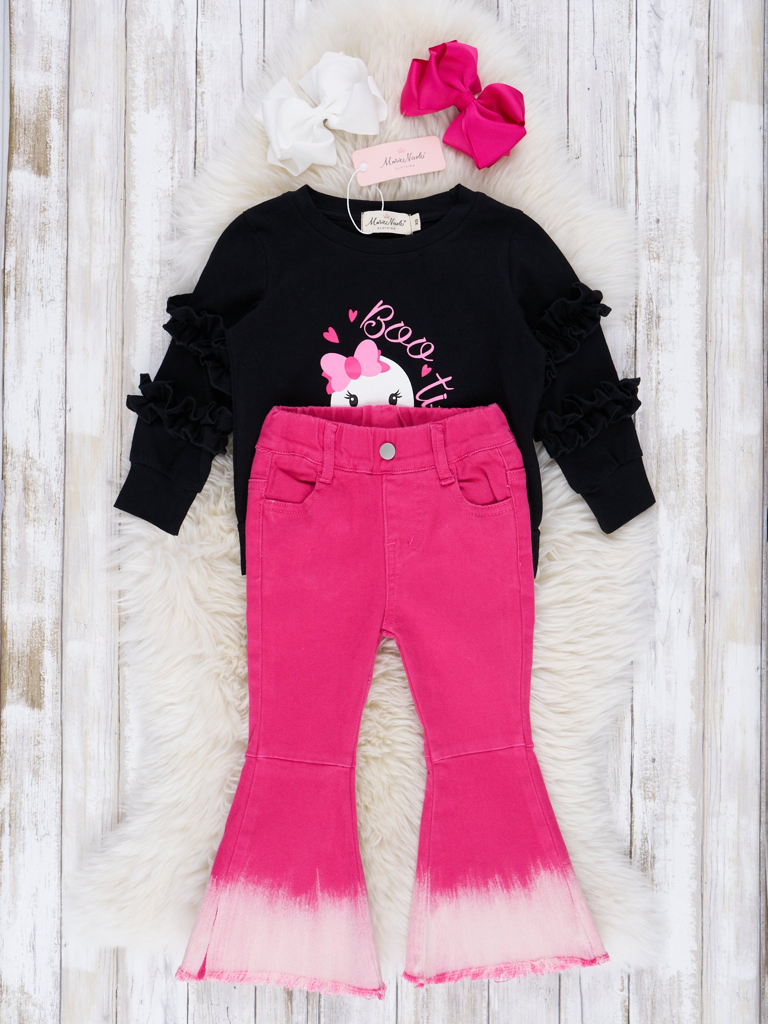 Magenta "Boo - tiful" Ghost Bell Bottom Outfit - Marie Nicole Clothing