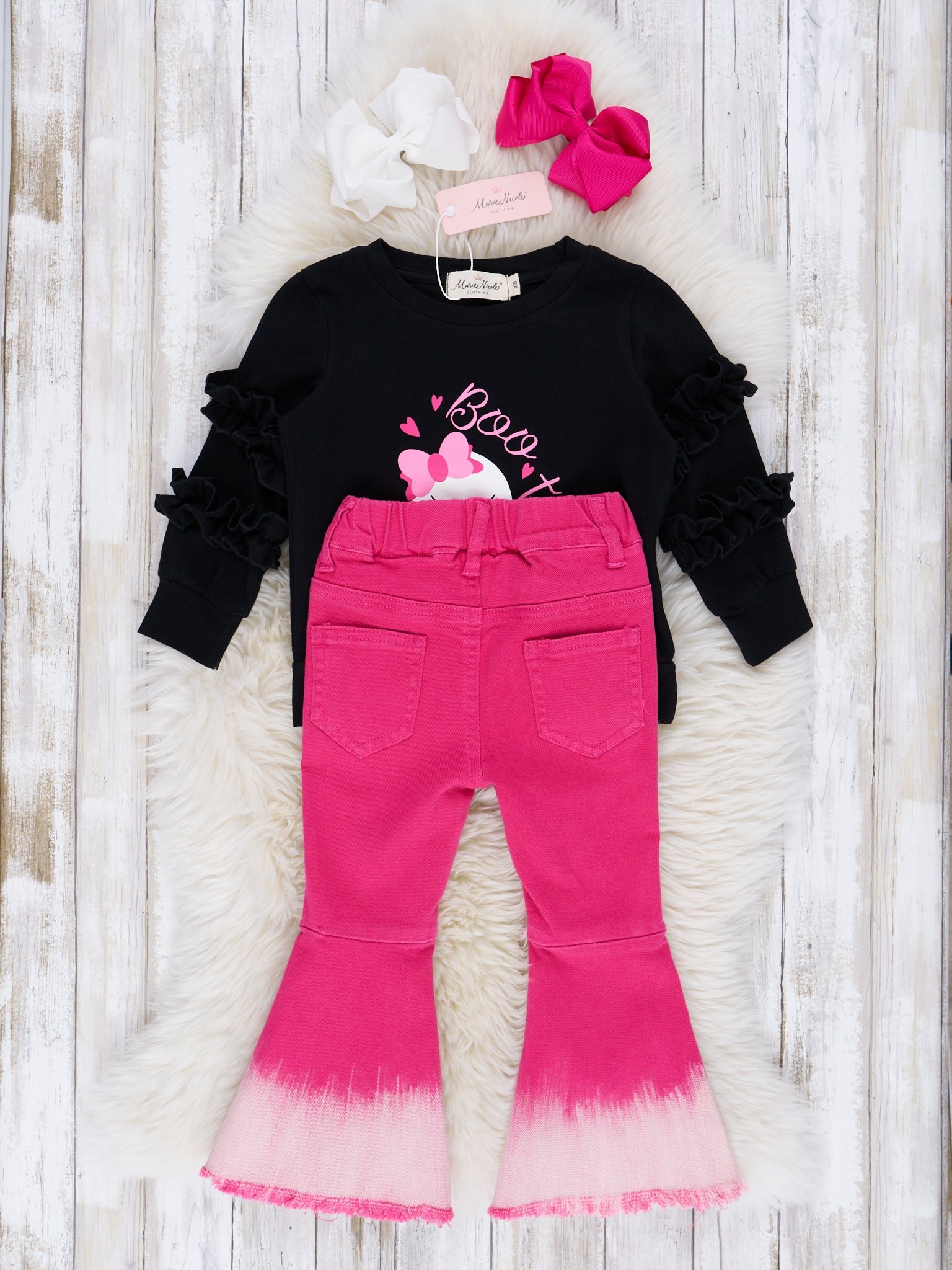 Magenta "Boo - tiful" Ghost Bell Bottom Outfit - Marie Nicole Clothing