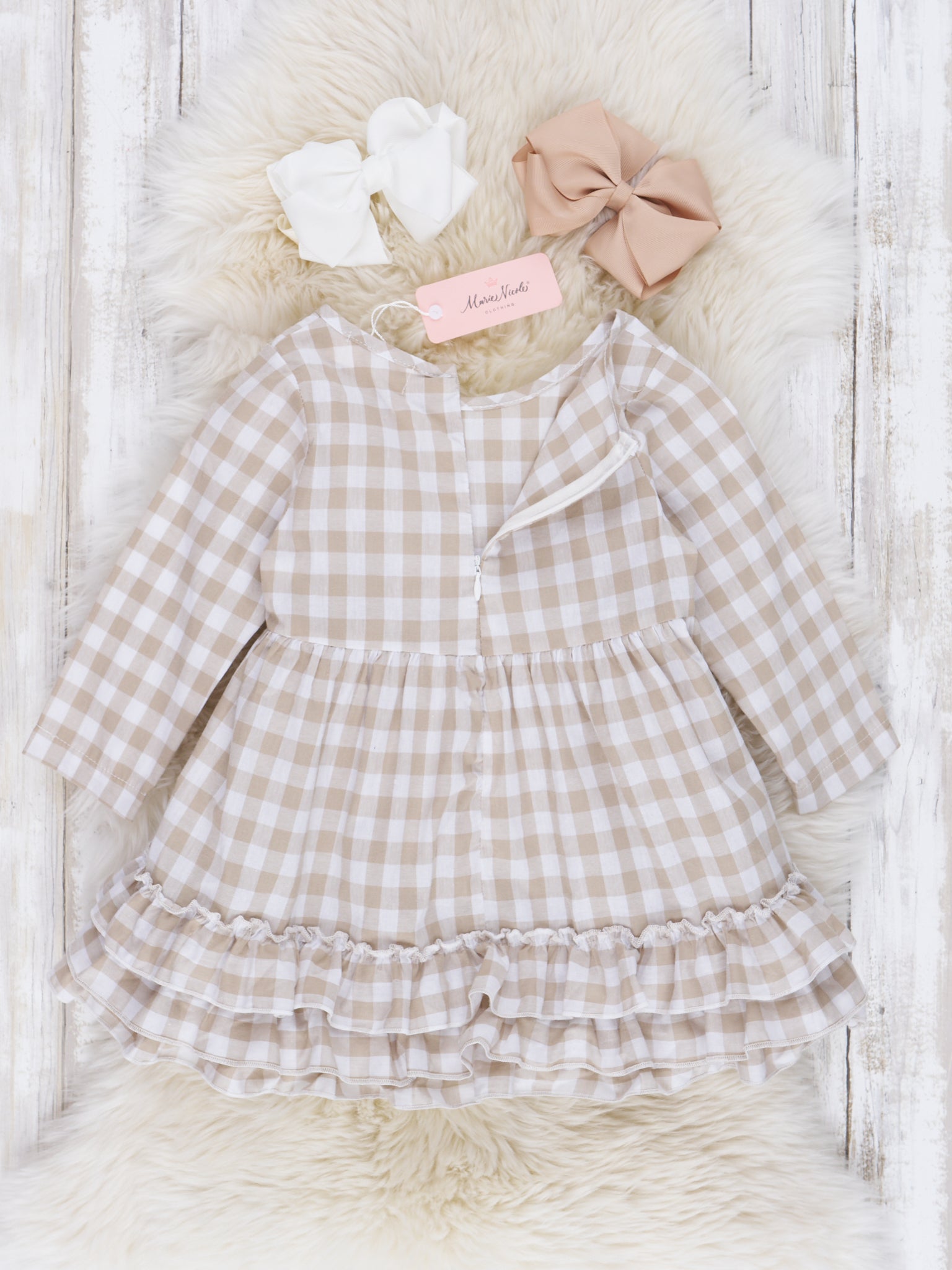 Fall Gingham Tiered Ruffle Dress - Marie Nicole Clothing