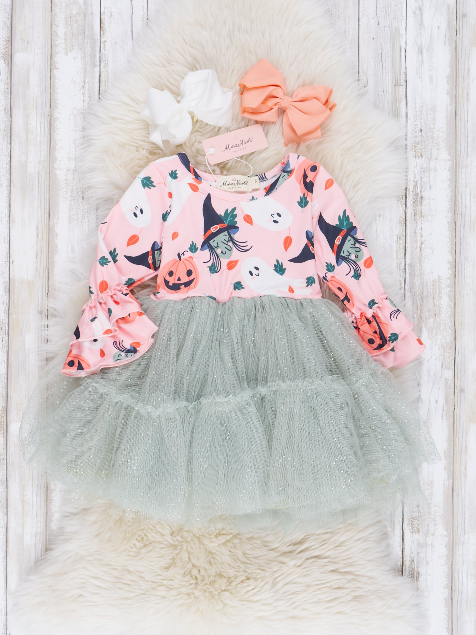 Coral & Olive Halloween Tulle Dress - Marie Nicole Clothing