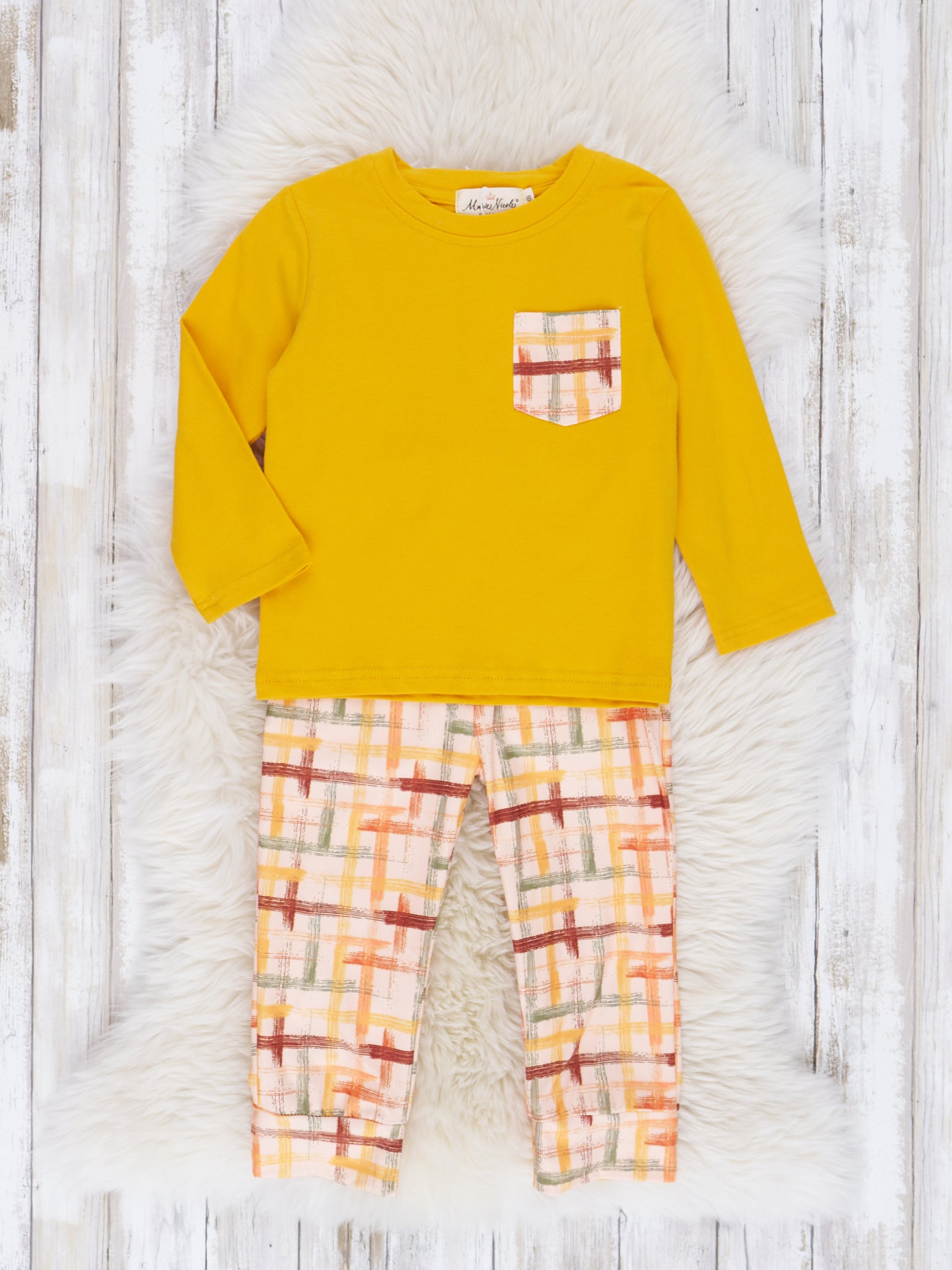 Yellow Autumn Plaid Outfit - Marie Nicole Clothing