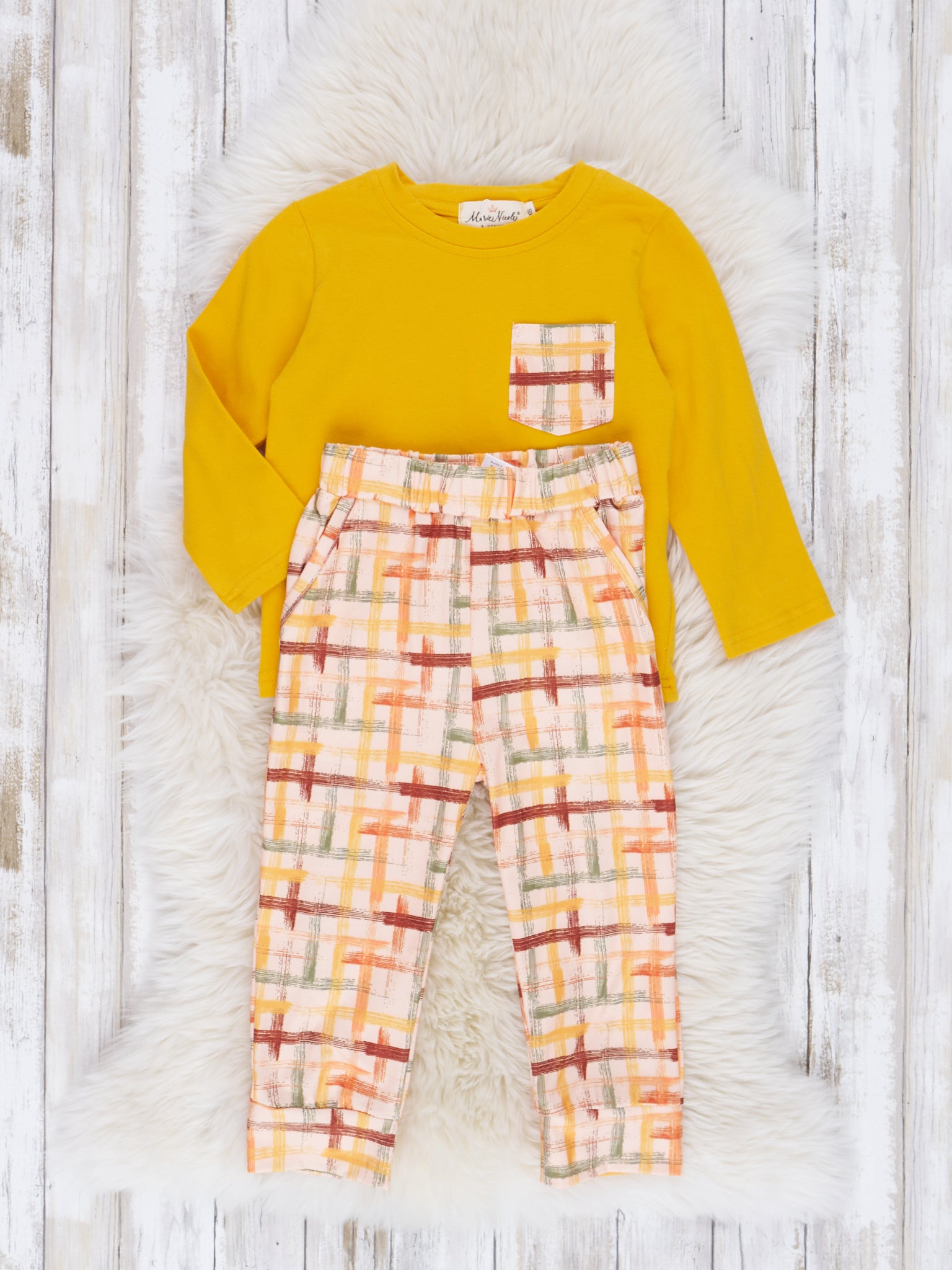 Yellow Autumn Plaid Outfit - Marie Nicole Clothing