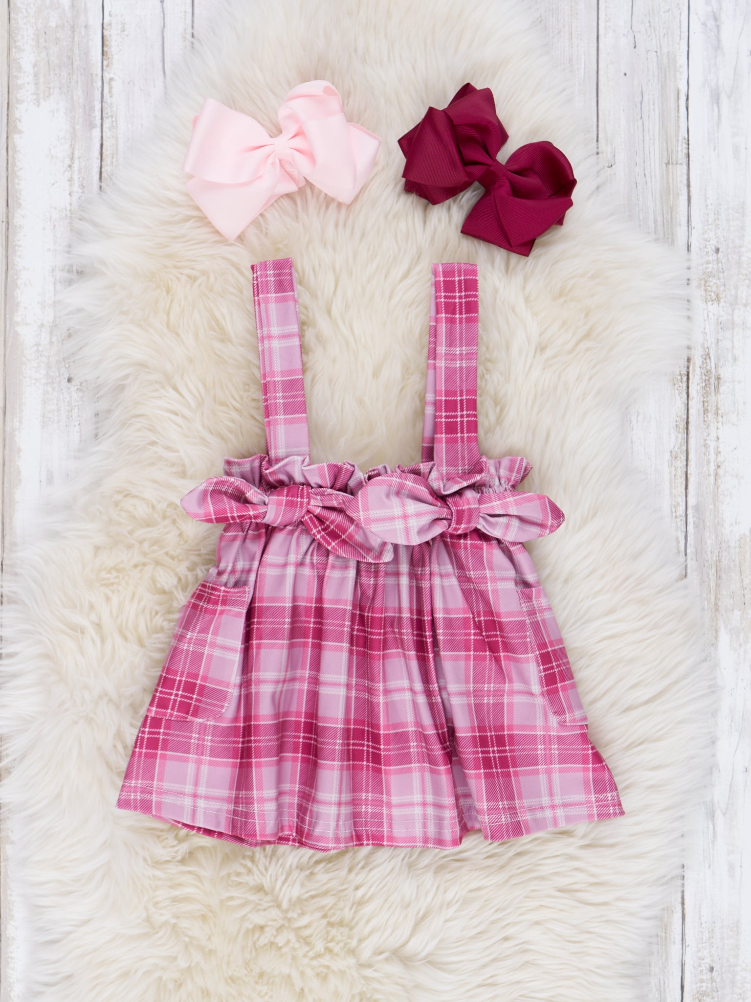 Plaid Overall Ruffle Skirt Set - Marie Nicole Clothing