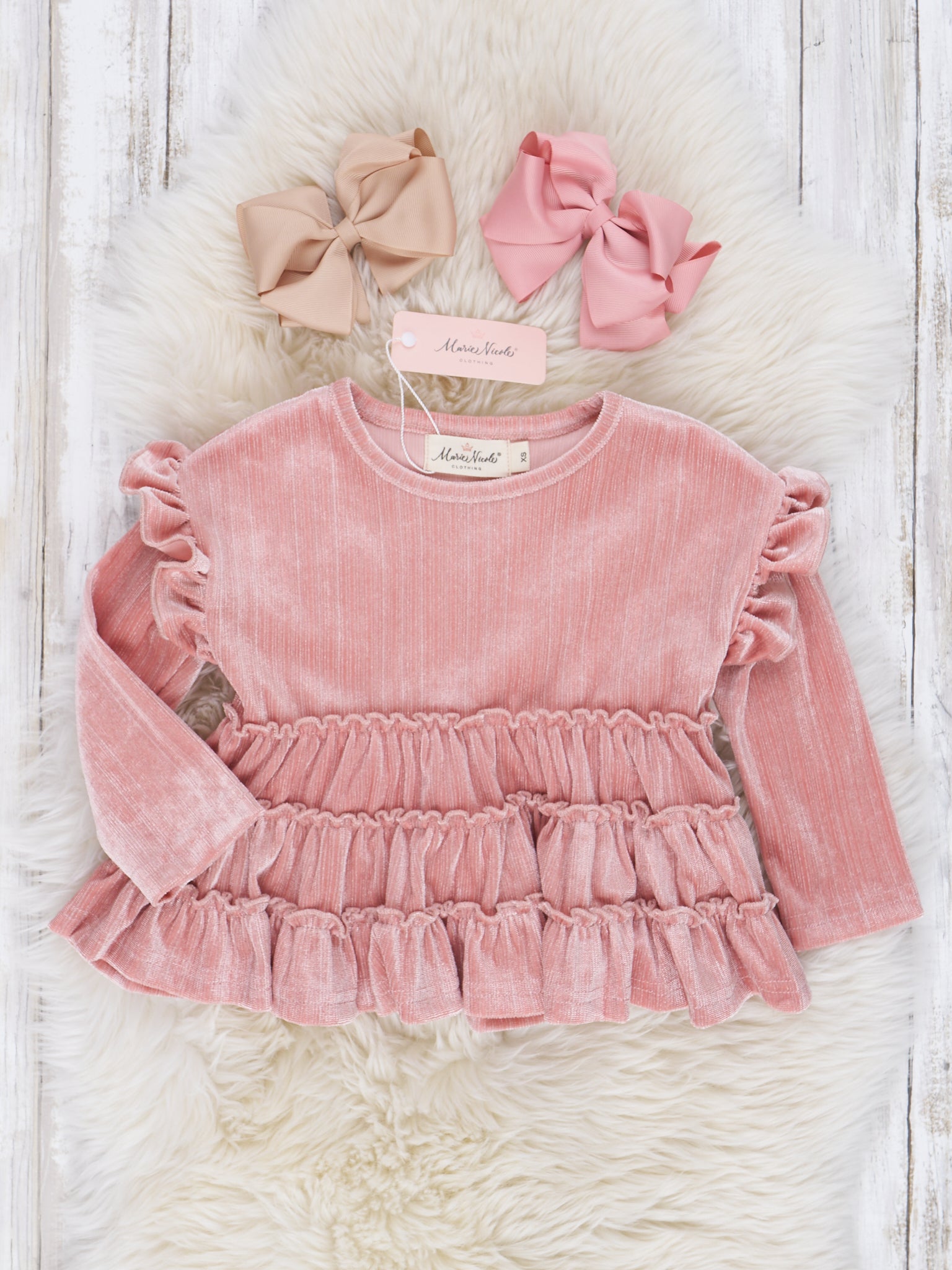 Blush Mom & Me Velvet Ruffle Shirt - Marie Nicole Clothing