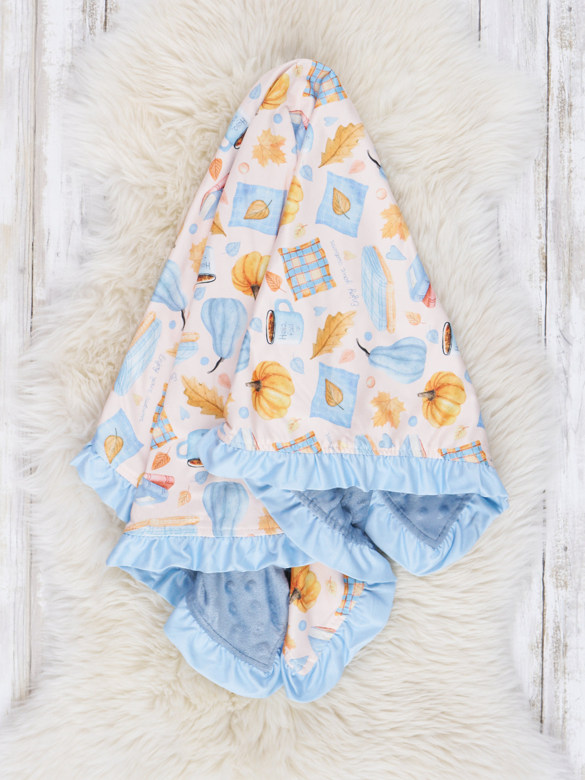 Cornflower Blue Cottagecore Ruffle Minky Blanket - Marie Nicole Clothing