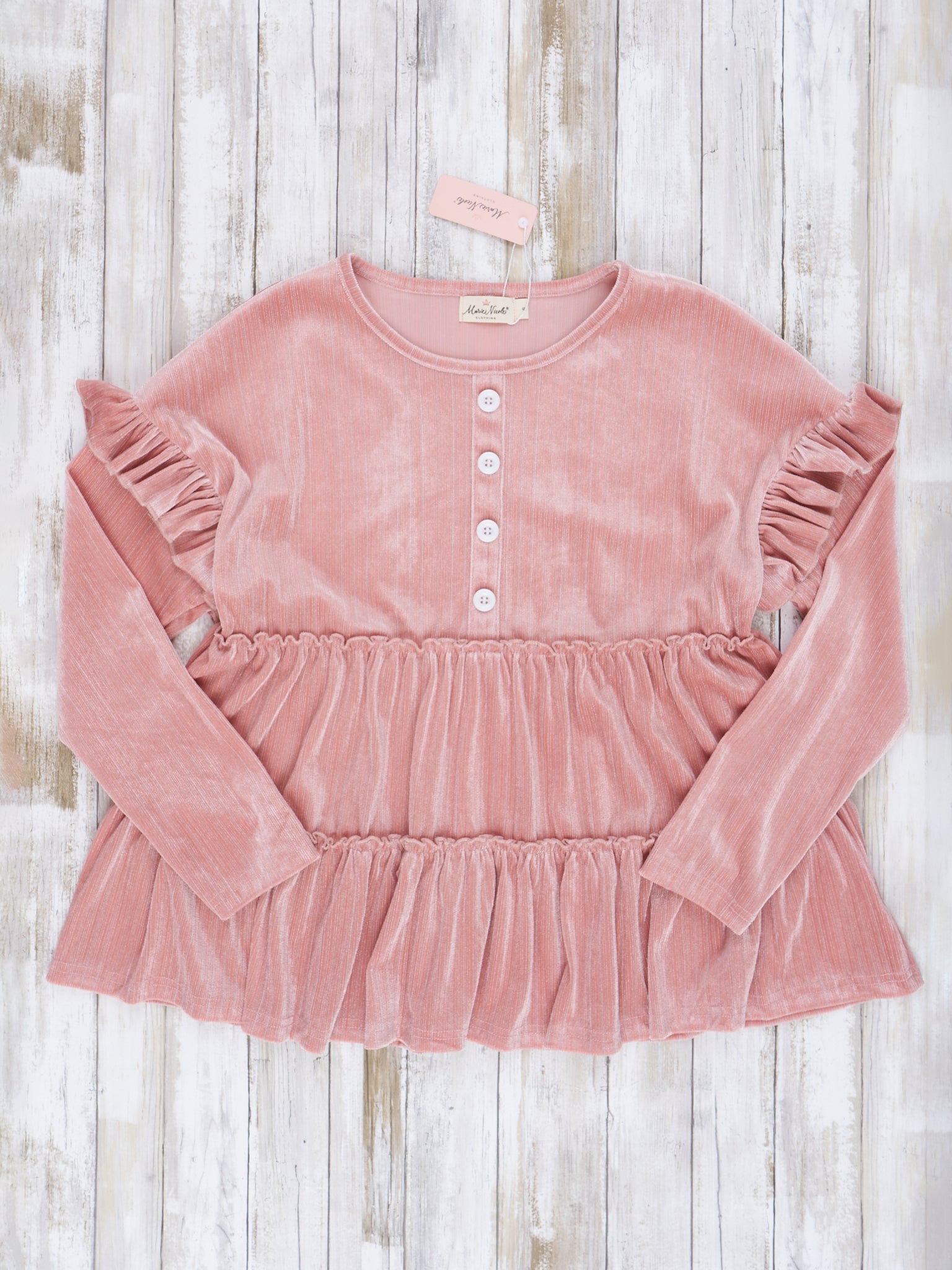 Blush Mom & Me Velvet Ruffle Shirt - Marie Nicole Clothing