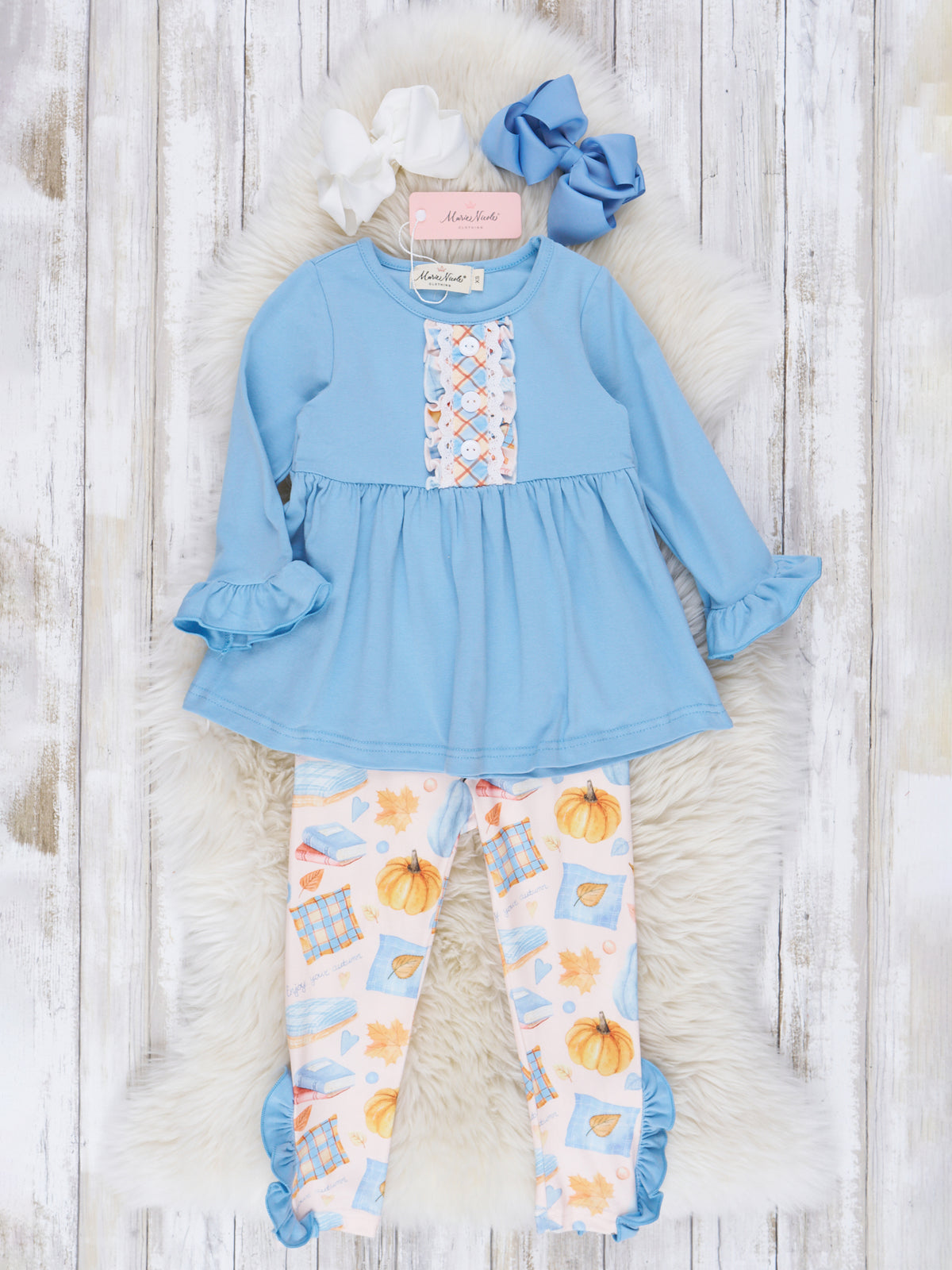 Cornflower Blue Cottagecore Ruffle Outfit - Marie Nicole Clothing