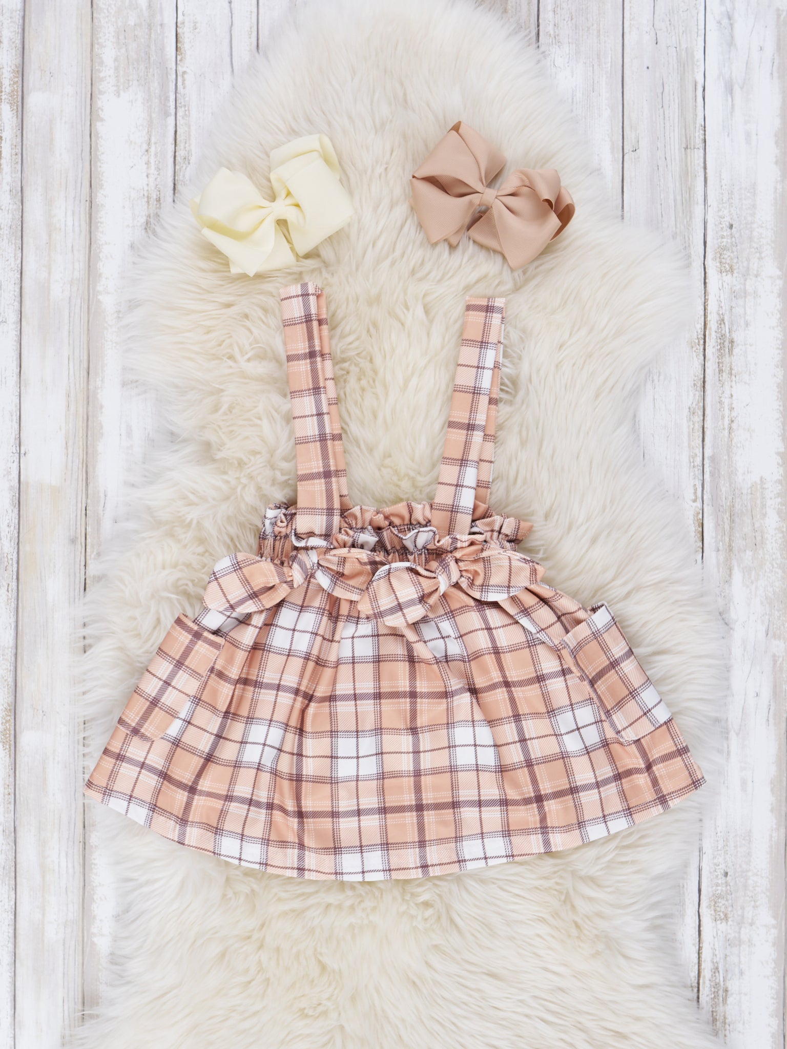 Plaid Overall Ruffle Skirt Set - Marie Nicole Clothing