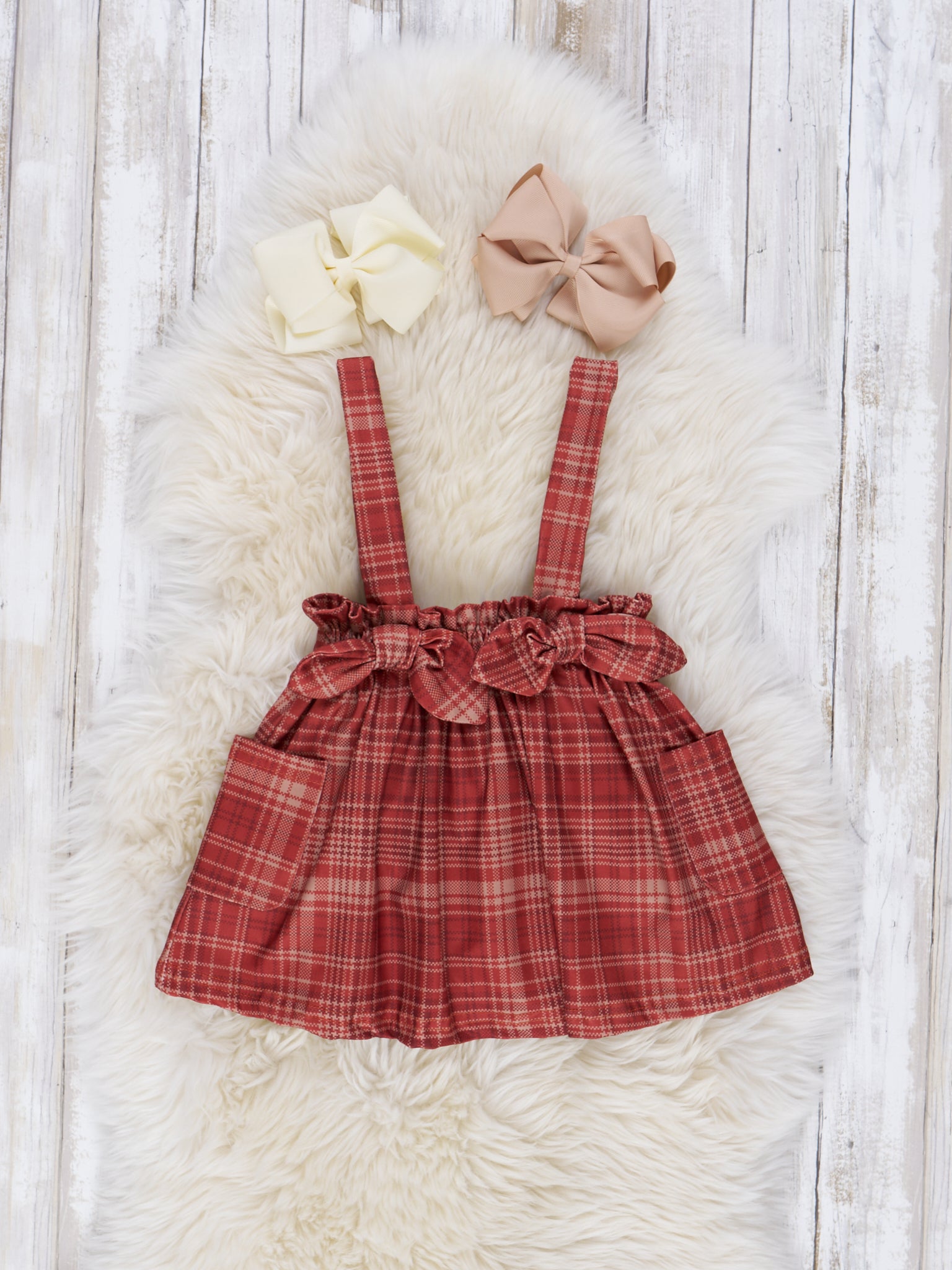 Plaid Overall Ruffle Skirt Set - Marie Nicole Clothing