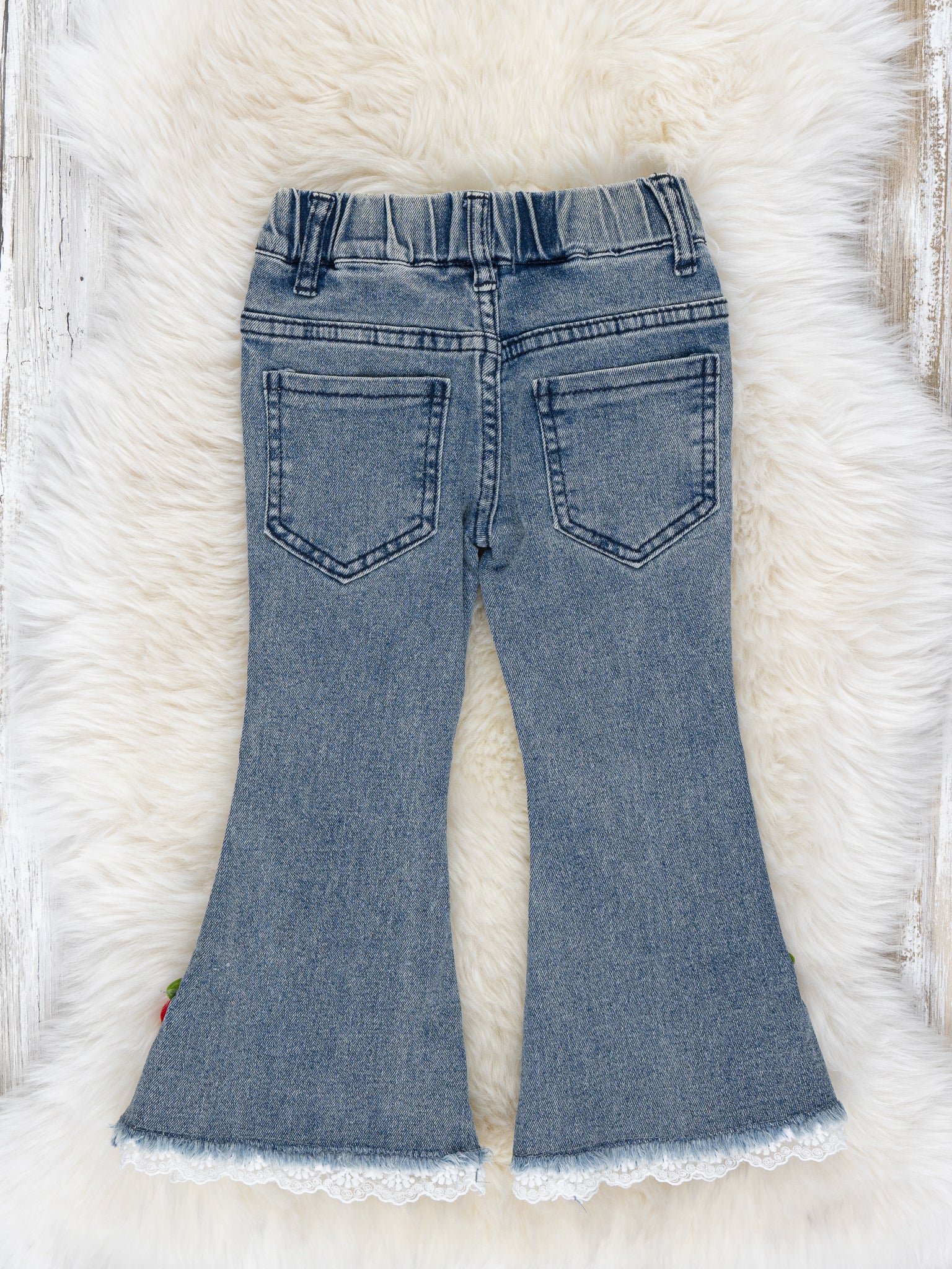 Cherry & Lace Denim Bell Bottoms - Marie Nicole Clothing
