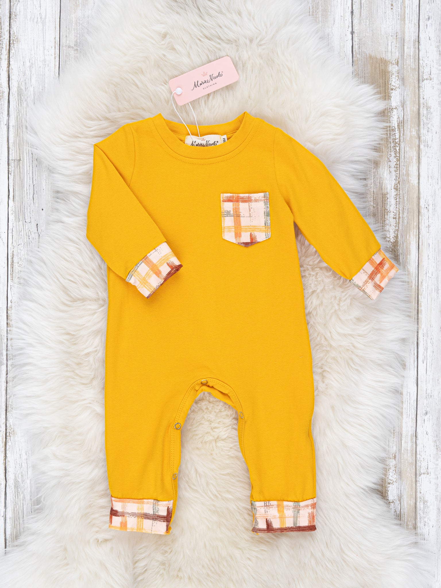 Yellow Autumn Plaid Romper - Marie Nicole Clothing