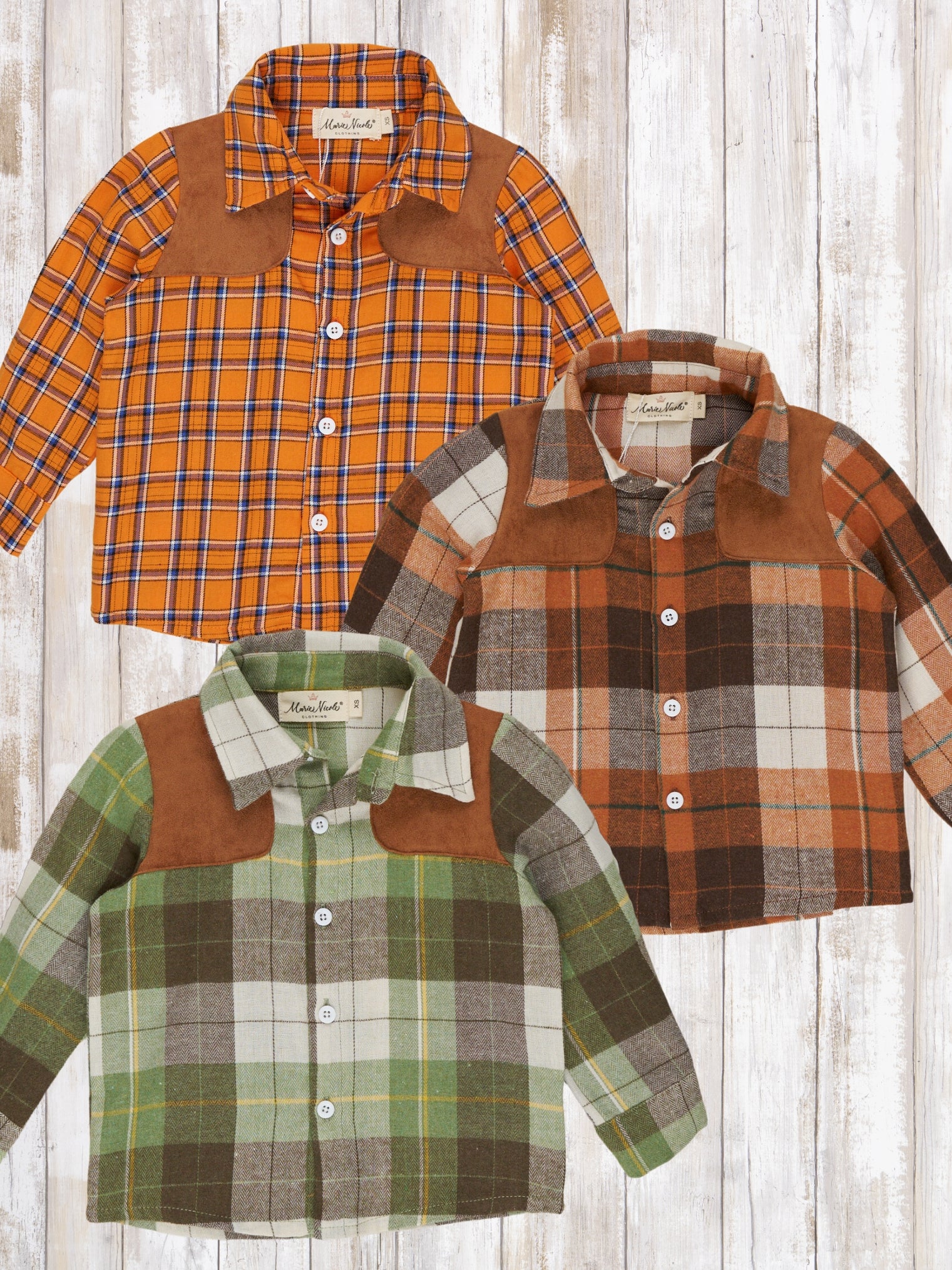 Autumn Patches Plaid Button Up Shirt - Marie Nicole Clothing