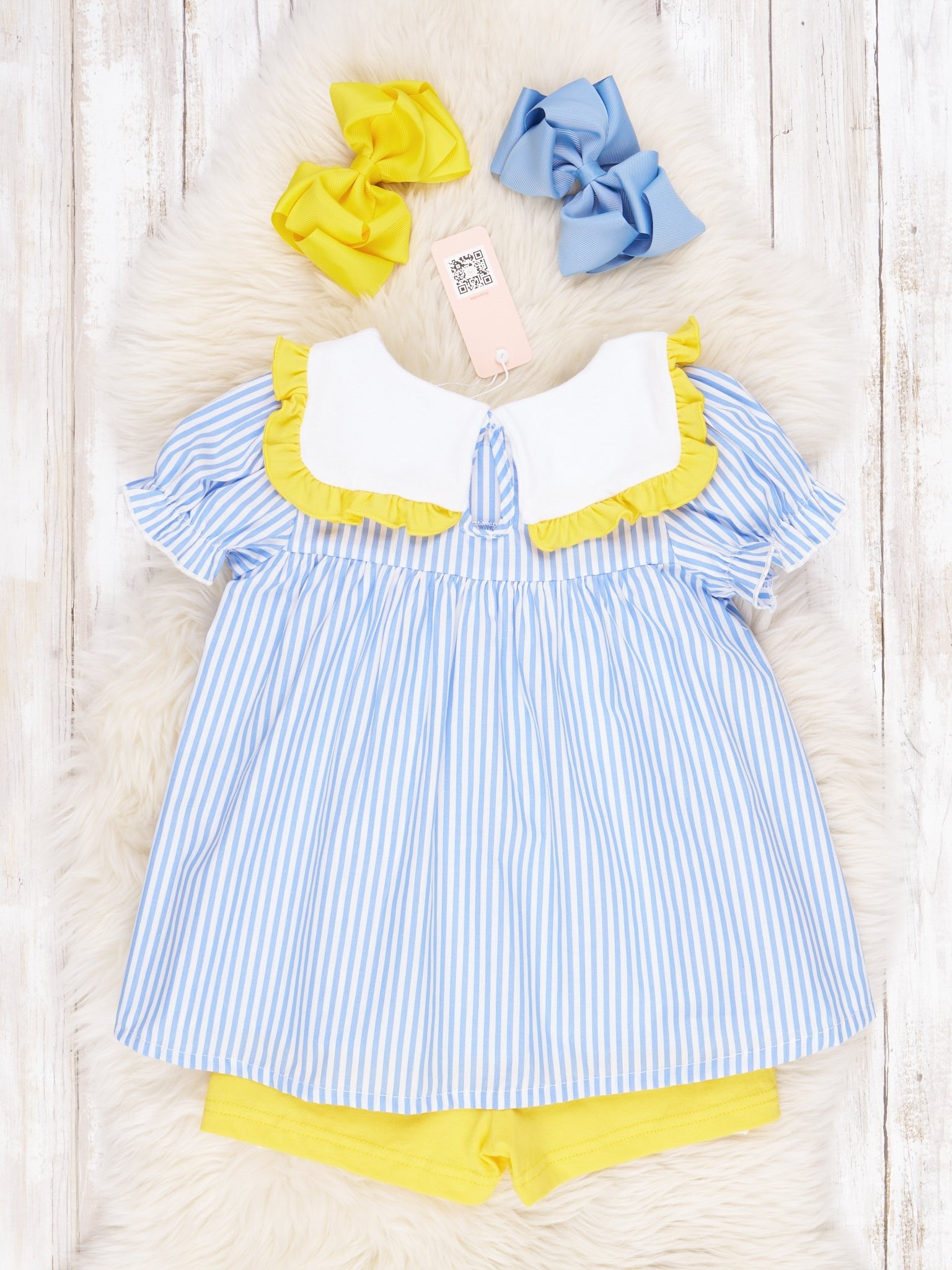 School Construction Pinstriped Ruffle Outfit - Marie Nicole Clothing