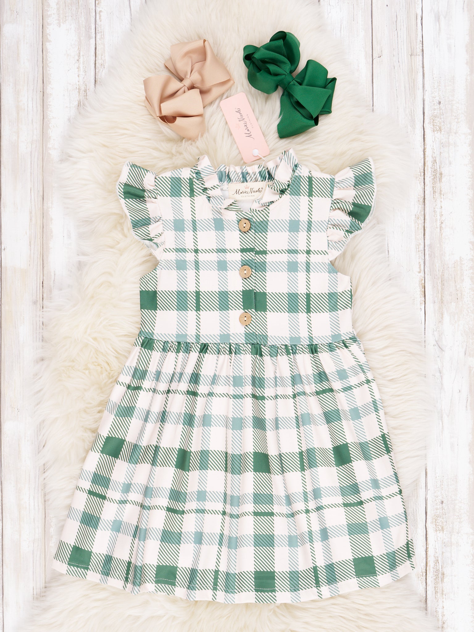 School Plaid Ruffle Dress - Marie Nicole Clothing