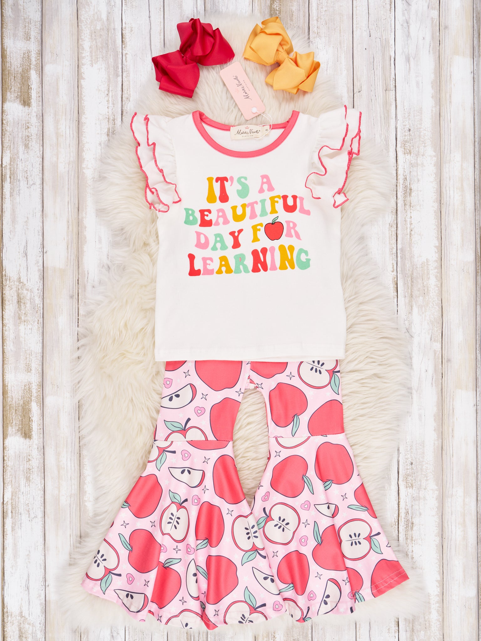 "Beautiful Day For Learning" Ruffle Outfit - Marie Nicole Clothing