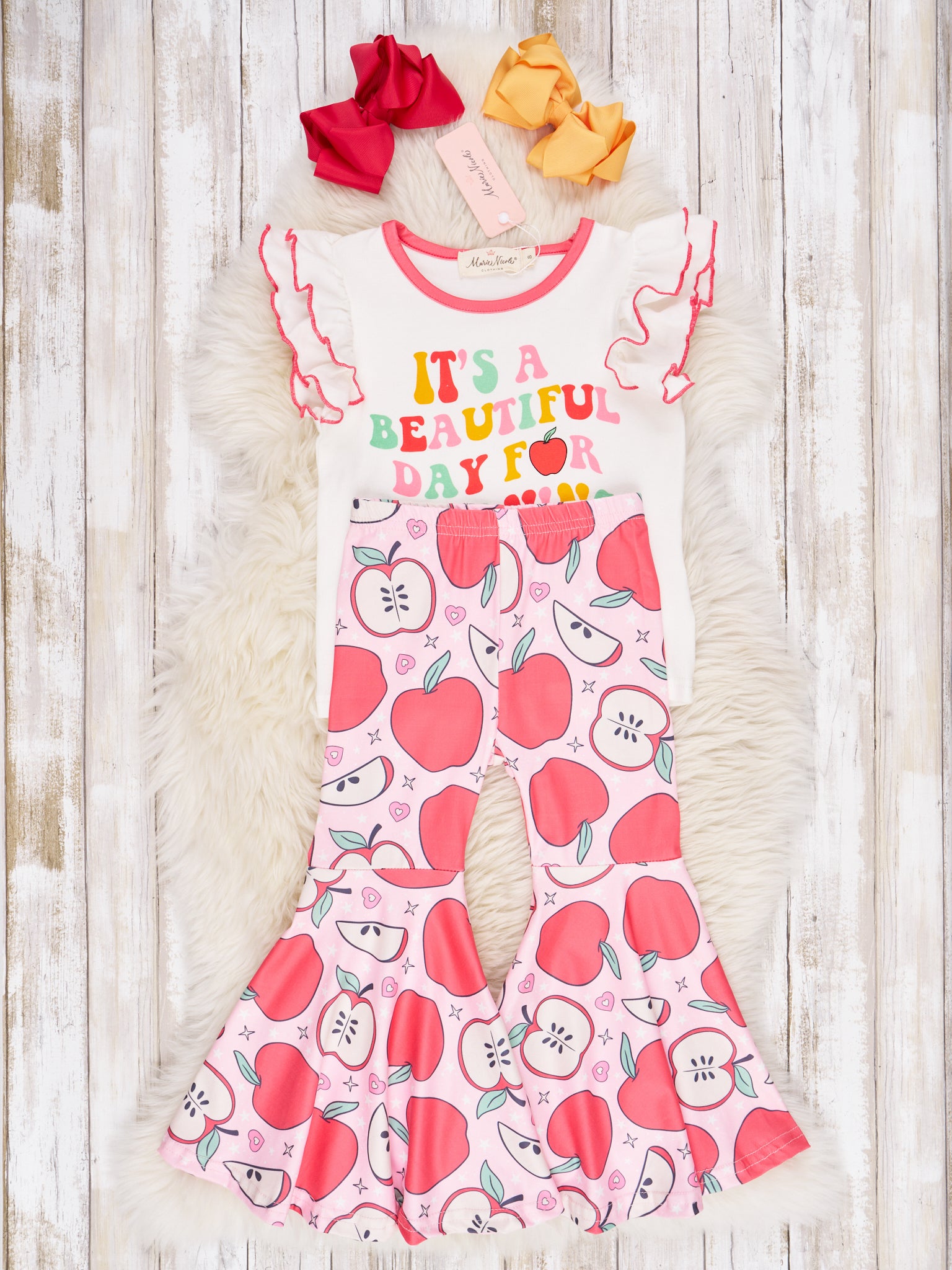 "Beautiful Day For Learning" Ruffle Outfit - Marie Nicole Clothing