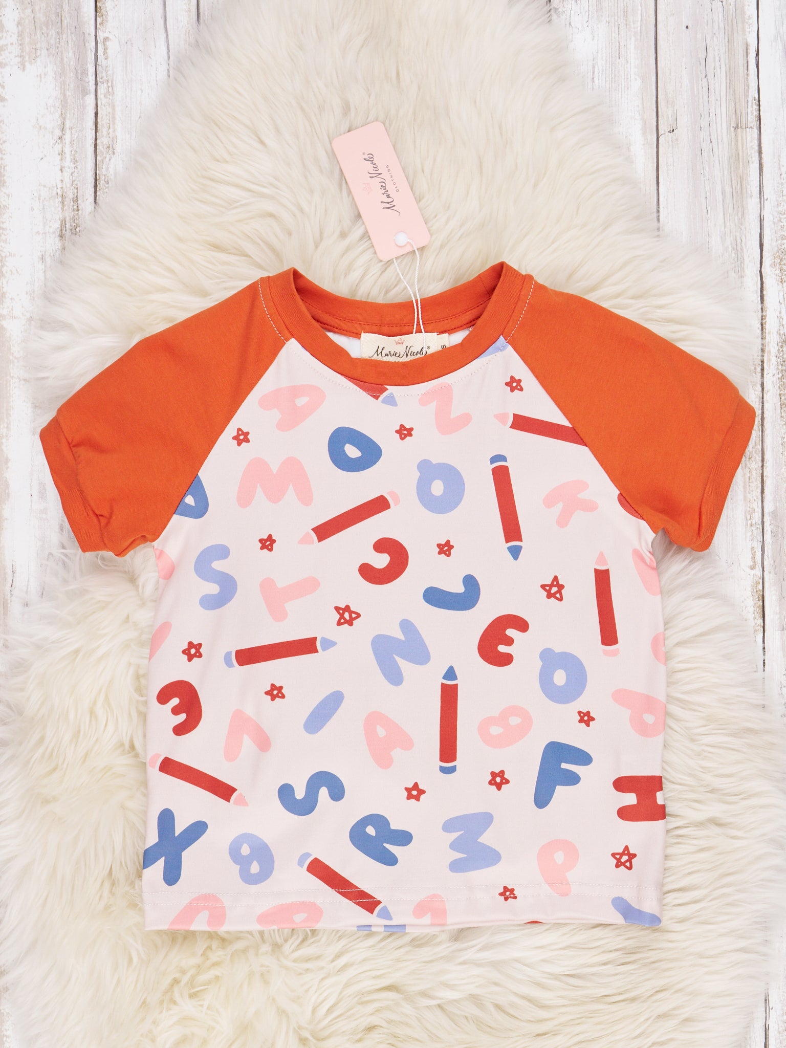 ABC Red Raglan Shirt - Marie Nicole Clothing