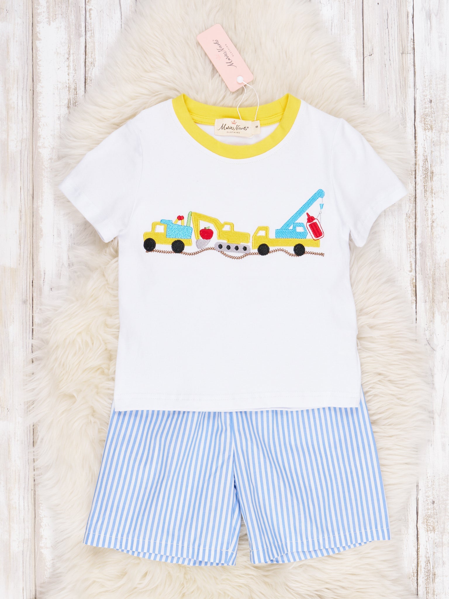 School Construction Pinstriped Outfit - Marie Nicole Clothing