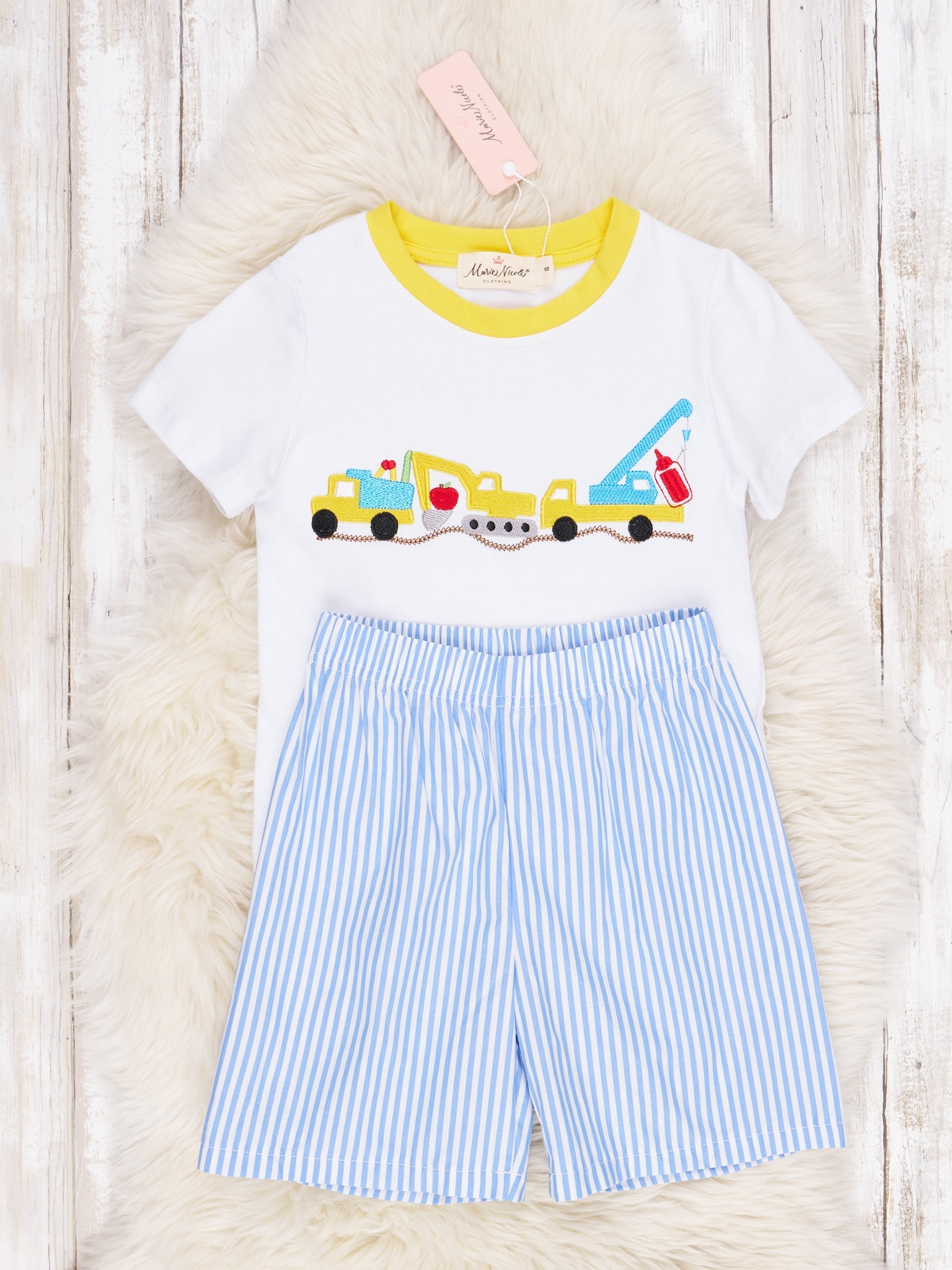 School Construction Pinstriped Outfit - Marie Nicole Clothing
