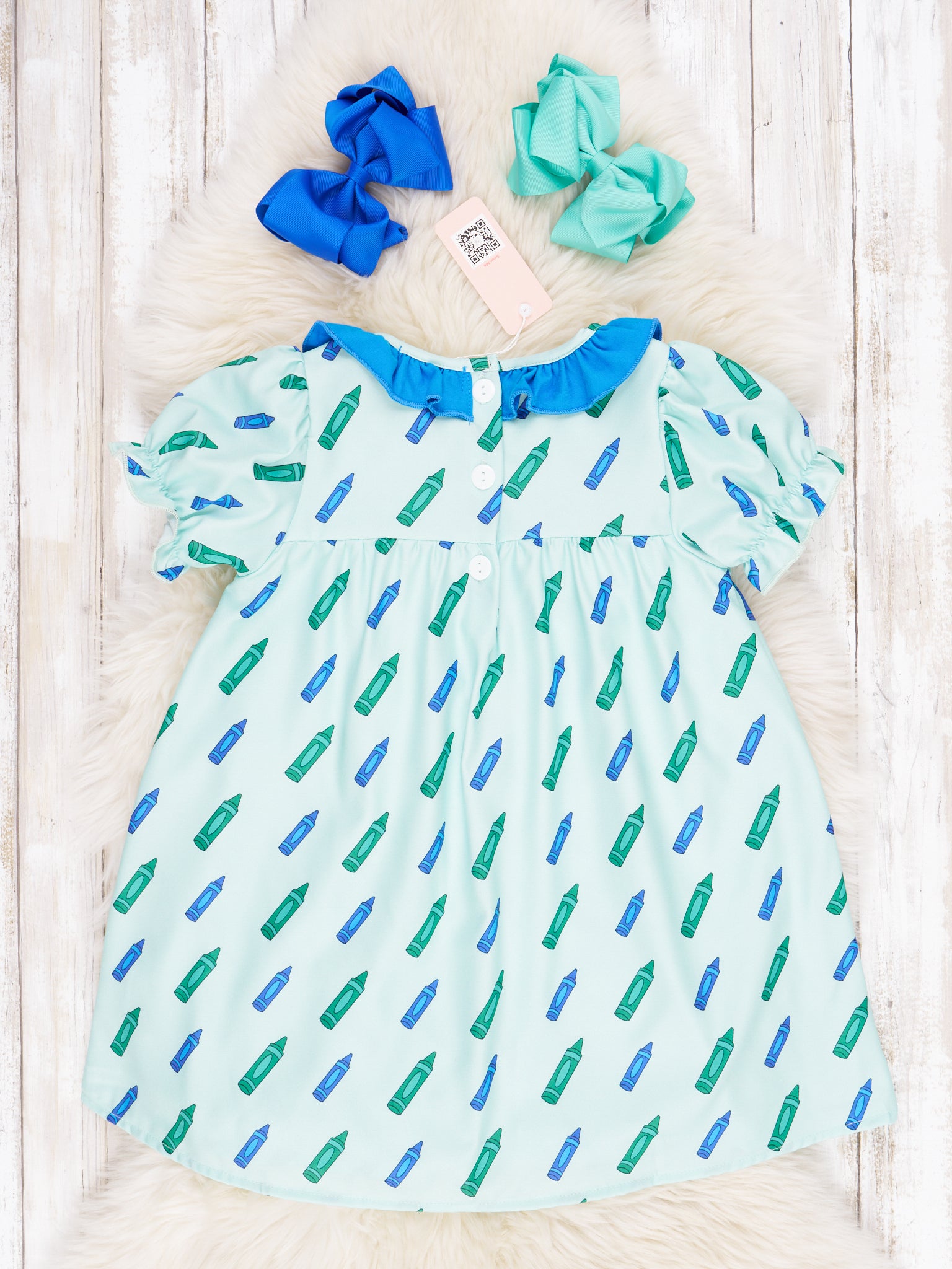 Mint Crayon Ruffle Dress - Marie Nicole Clothing