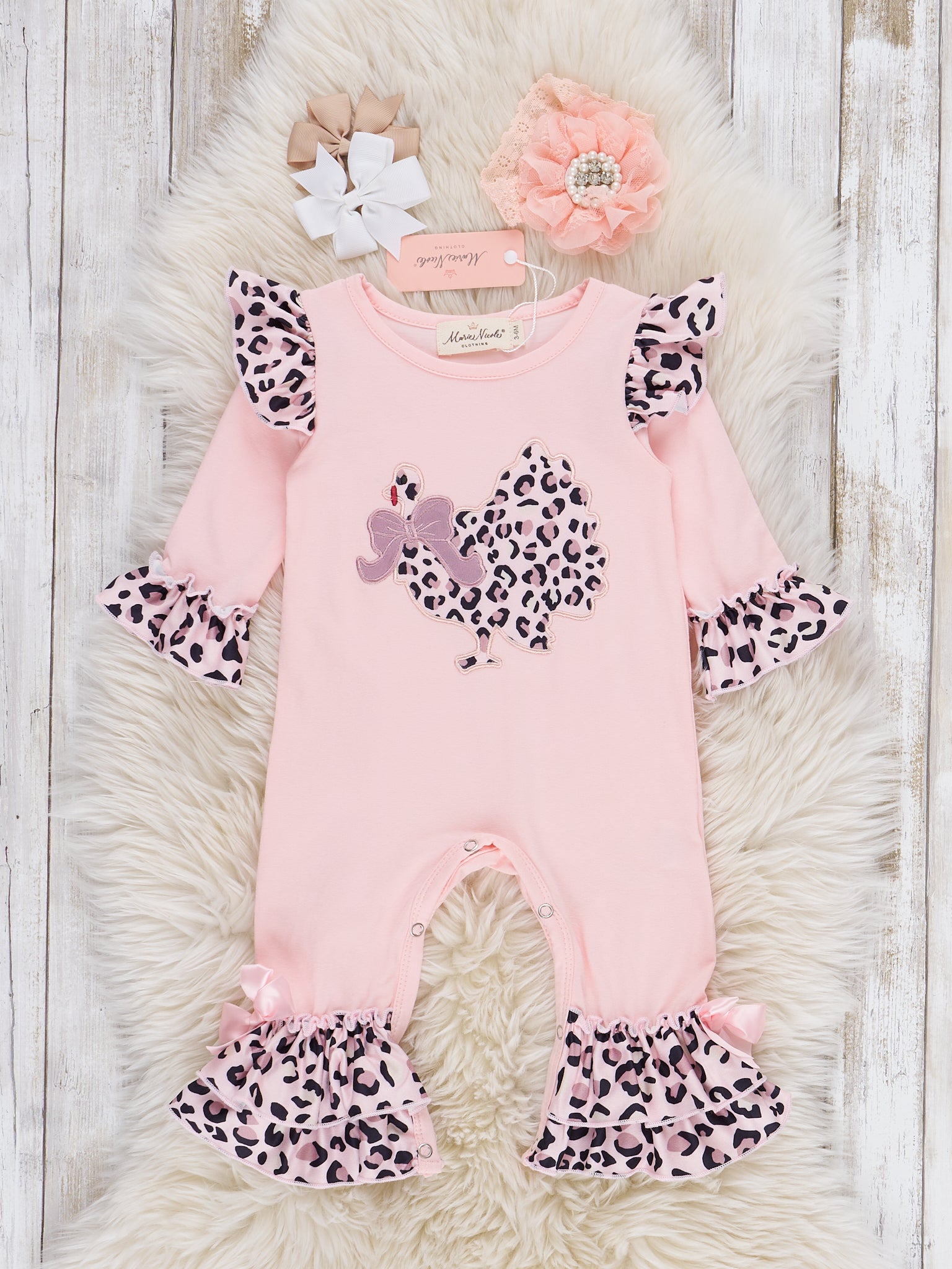 Fashion Turkey Embroidered Ruffle Romper - Marie Nicole Clothing