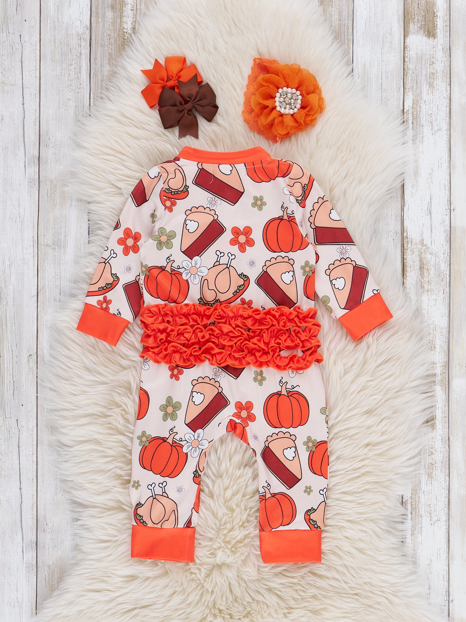 Feast Mode Ruffle Sleeper Pajamas - Marie Nicole Clothing