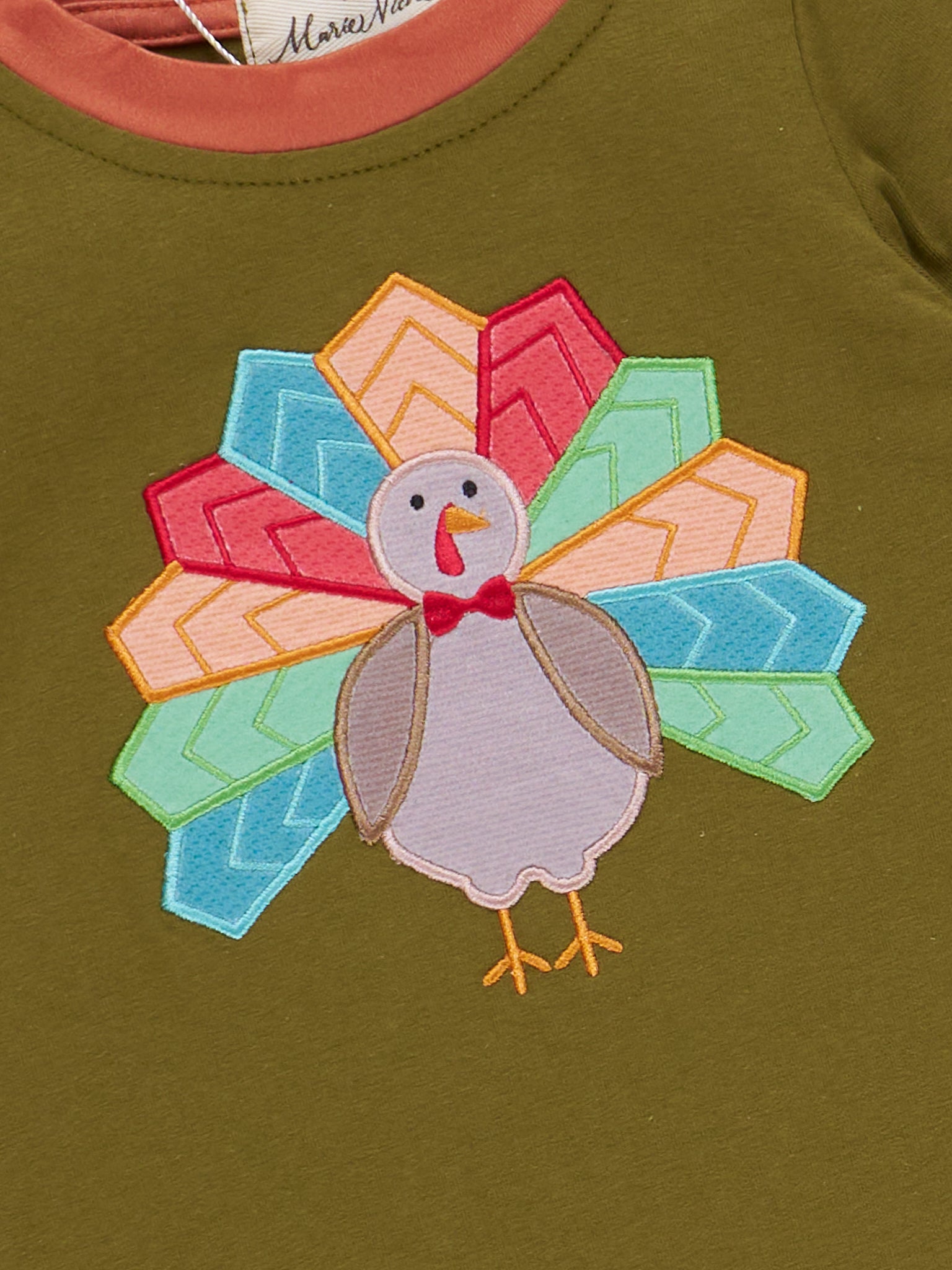 Embroidered Striped Turkey Romper - Marie Nicole Clothing