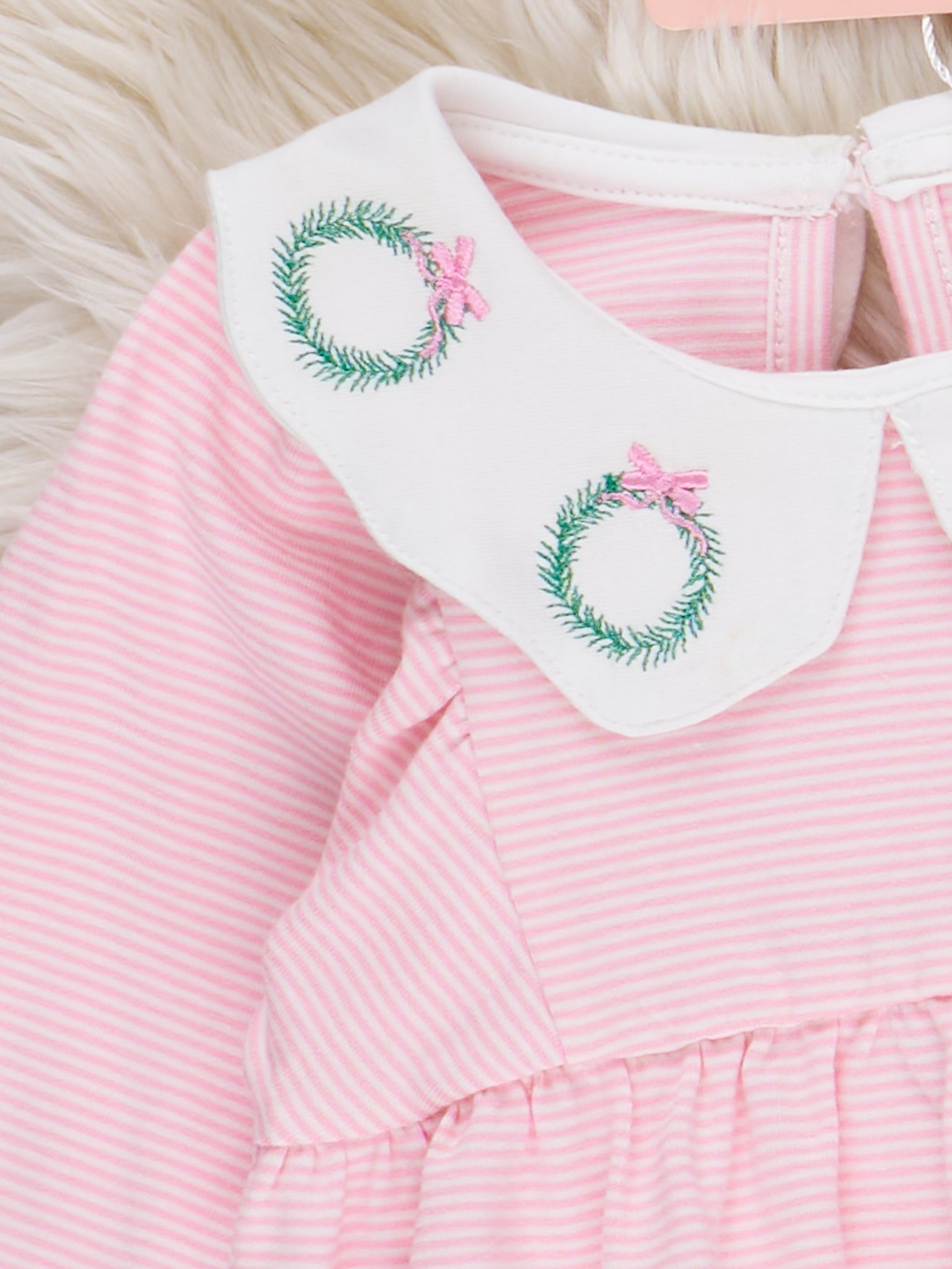 Holiday Wreath Scallop Collar Bubble Romper - Marie Nicole Clothing