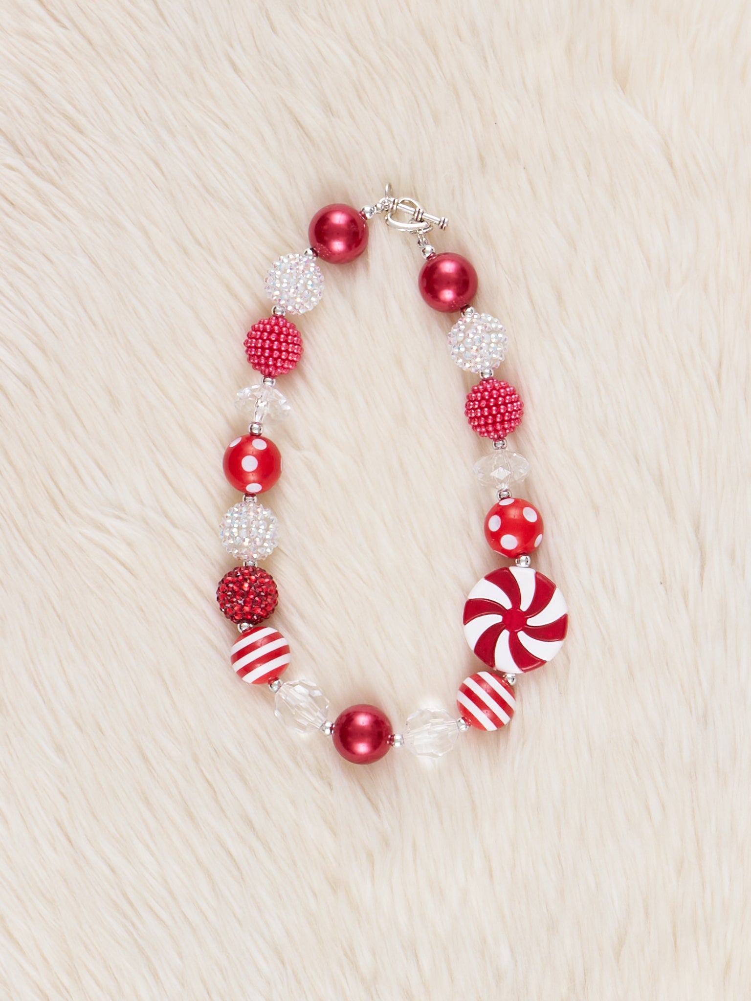 Peppermint Swirl Sparkle Bubblegum Necklace - Marie Nicole Clothing