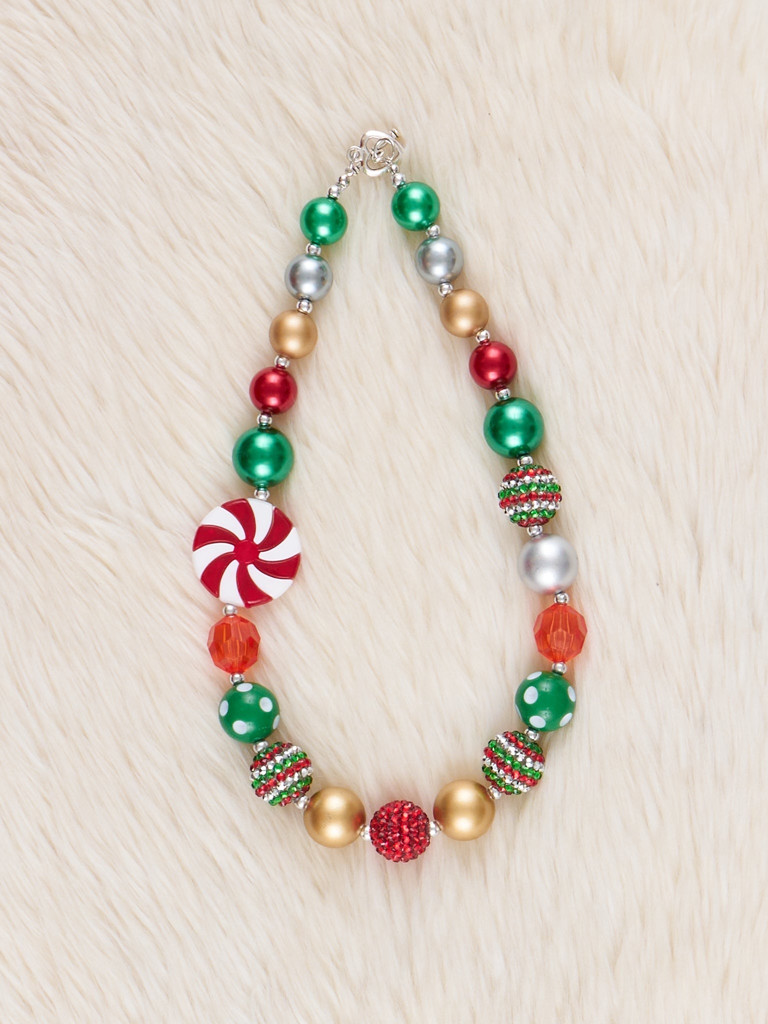 Green Peppermint Swirl Bubblegum Necklace - Marie Nicole Clothing