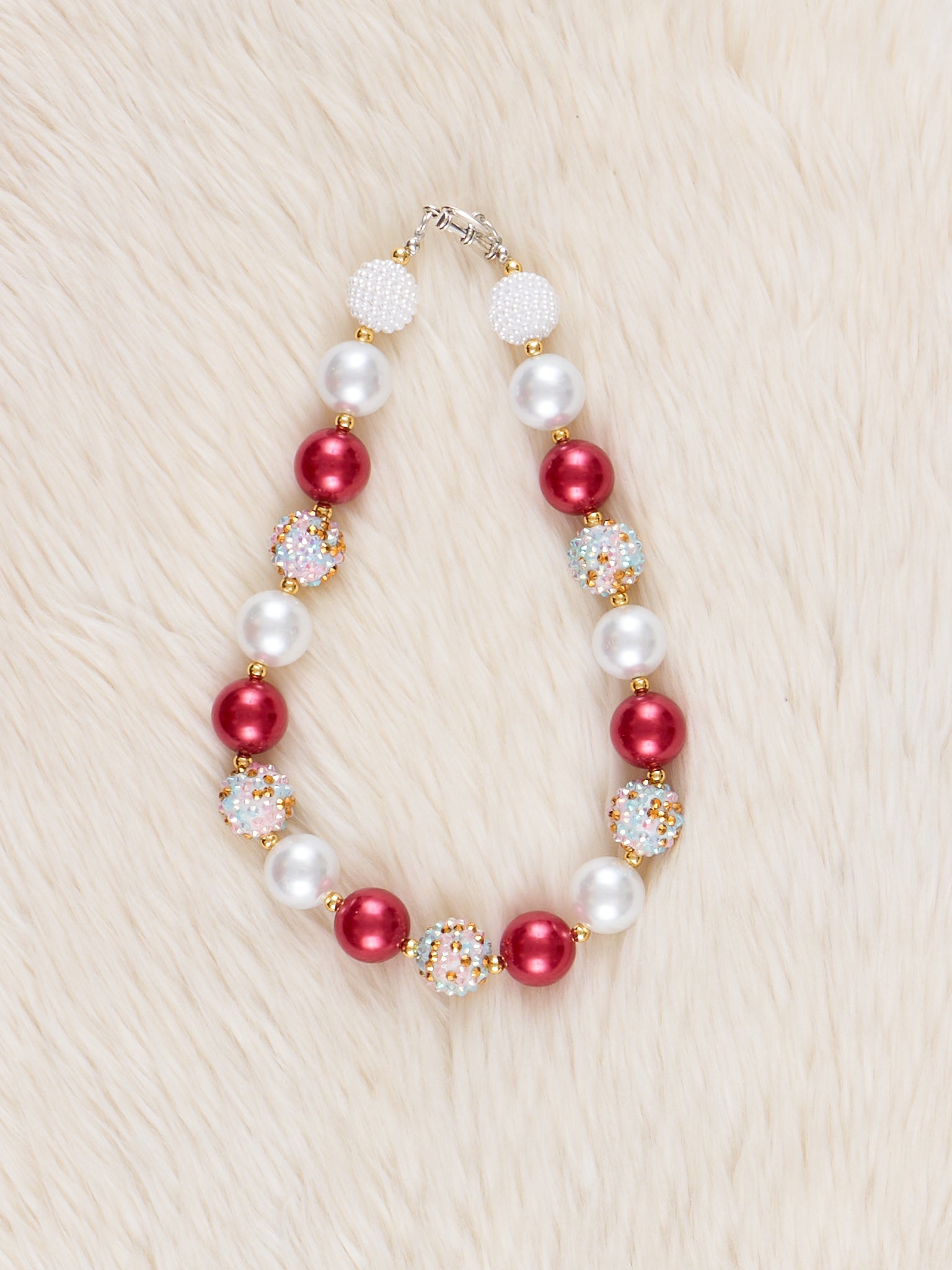 Crimson & Pearl Sparkle Bubblegum Necklace - Marie Nicole Clothing