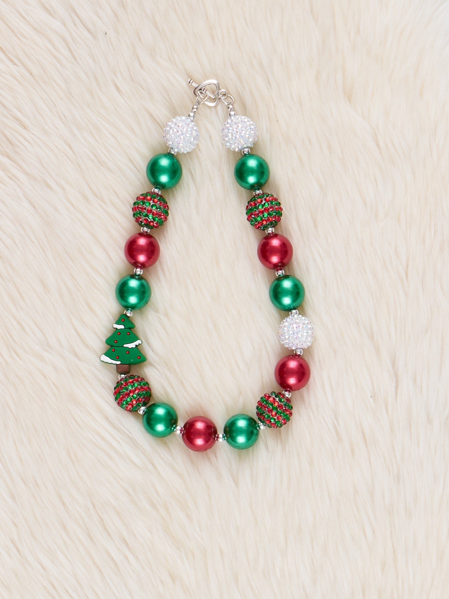 Green Sparkle Evergreen Charm Bubblegum Necklace - Marie Nicole Clothing