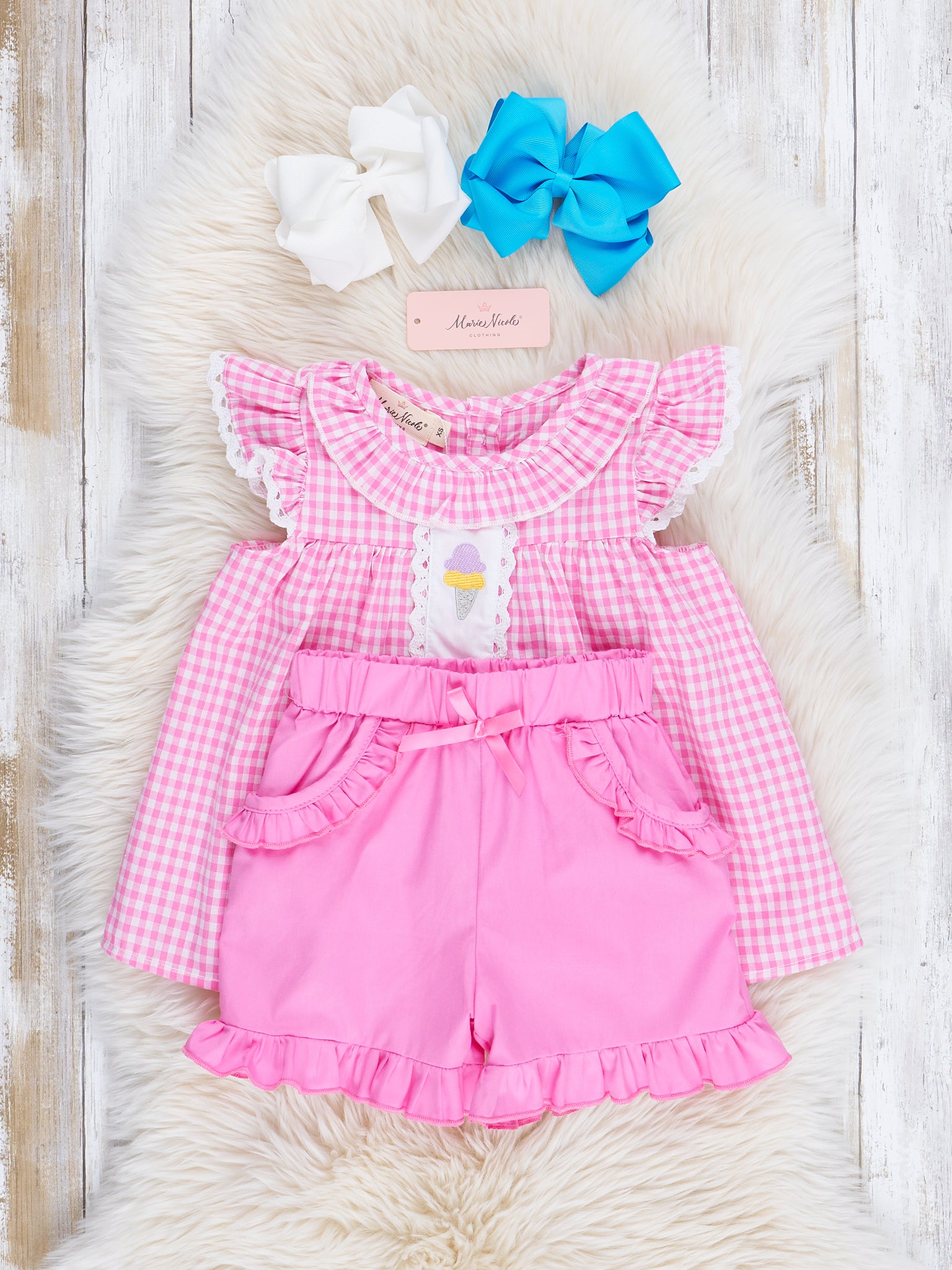 Rose Sweet Treats Embroidered Plaid Outfit - Marie Nicole Clothing