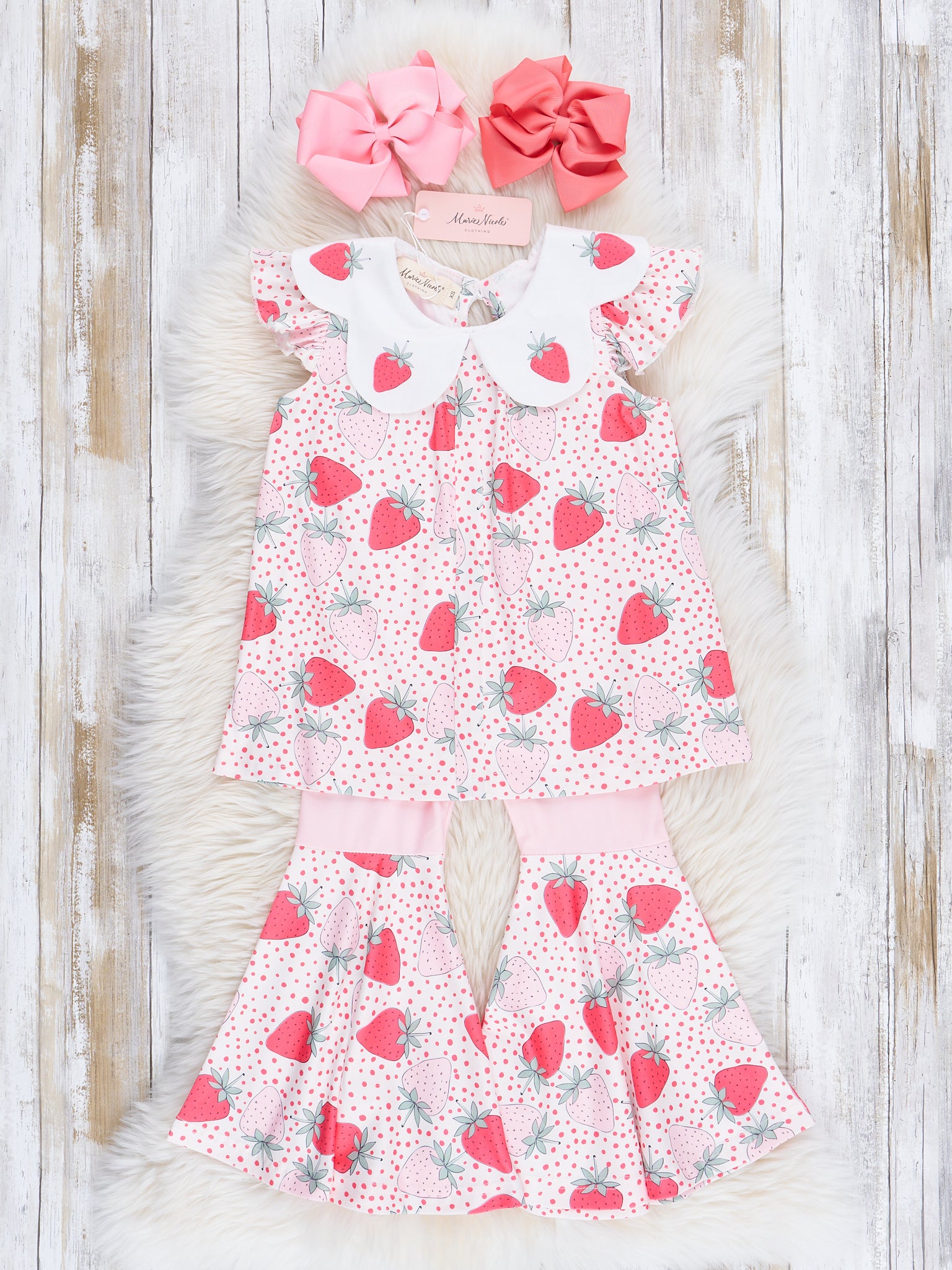 Strawberries & Dots Bell Bottoms Outfit - Marie Nicole Clothing