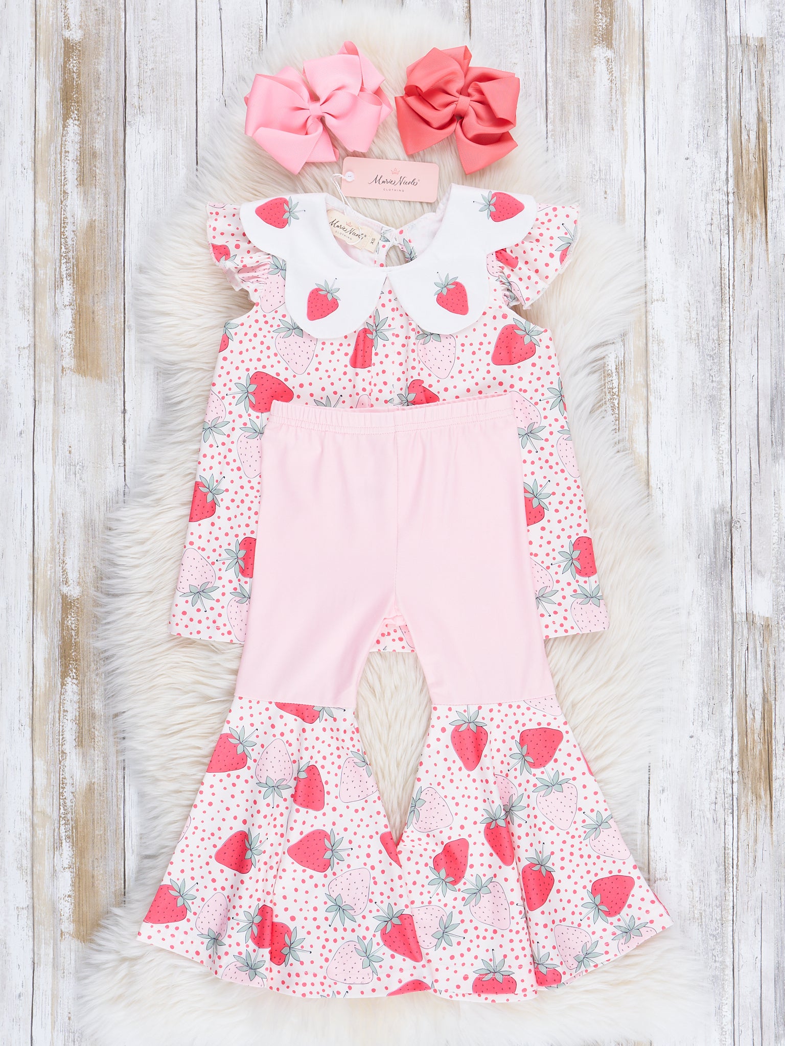 Strawberries & Dots Bell Bottoms Outfit - Marie Nicole Clothing