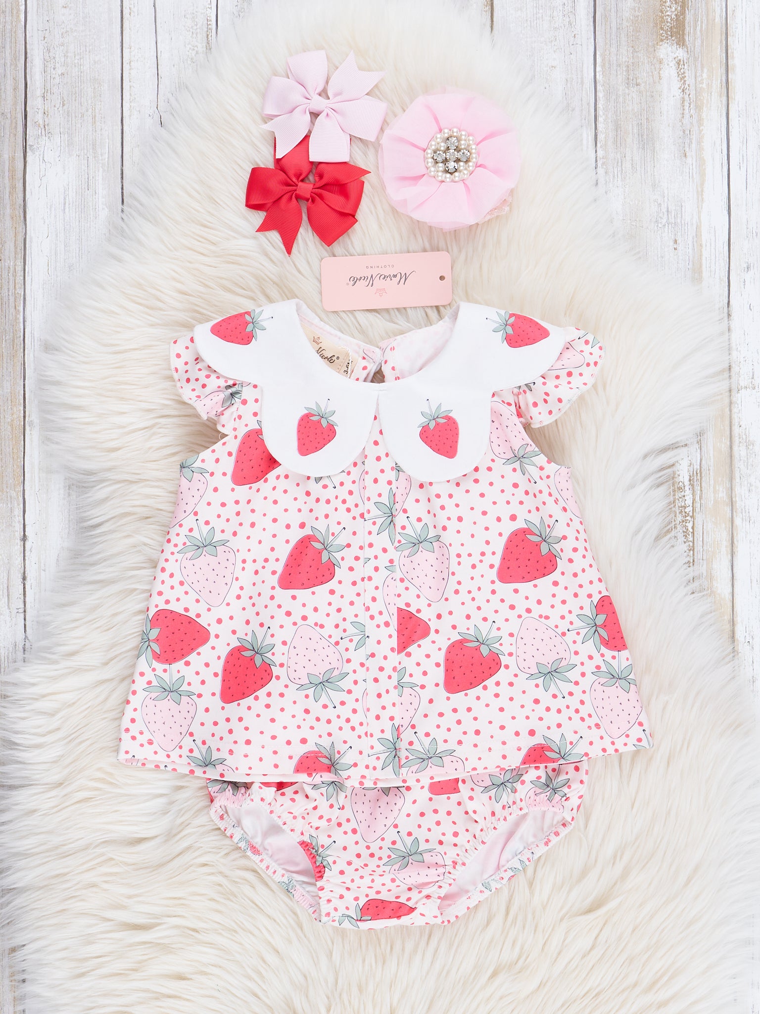 Strawberries & Dots Ruffle Bloomers Outfit - Marie Nicole Clothing