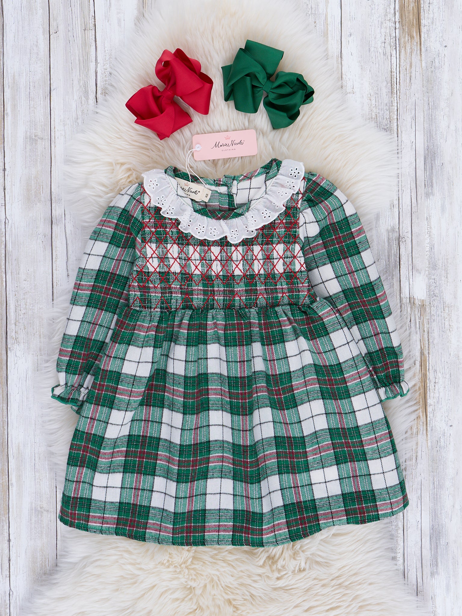 Joyous Plaid Smocked Dress - Marie Nicole Clothing